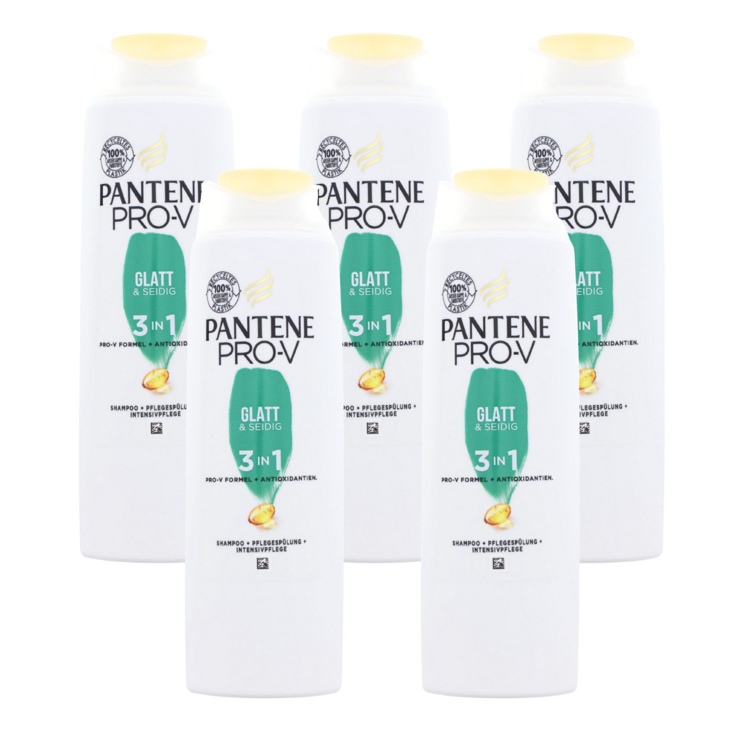 Pantene Haarshampoo 5 x Pantene Pro-V Glatt & Seidig 3in1 je 250ml Shampoo Spülung Pflege
