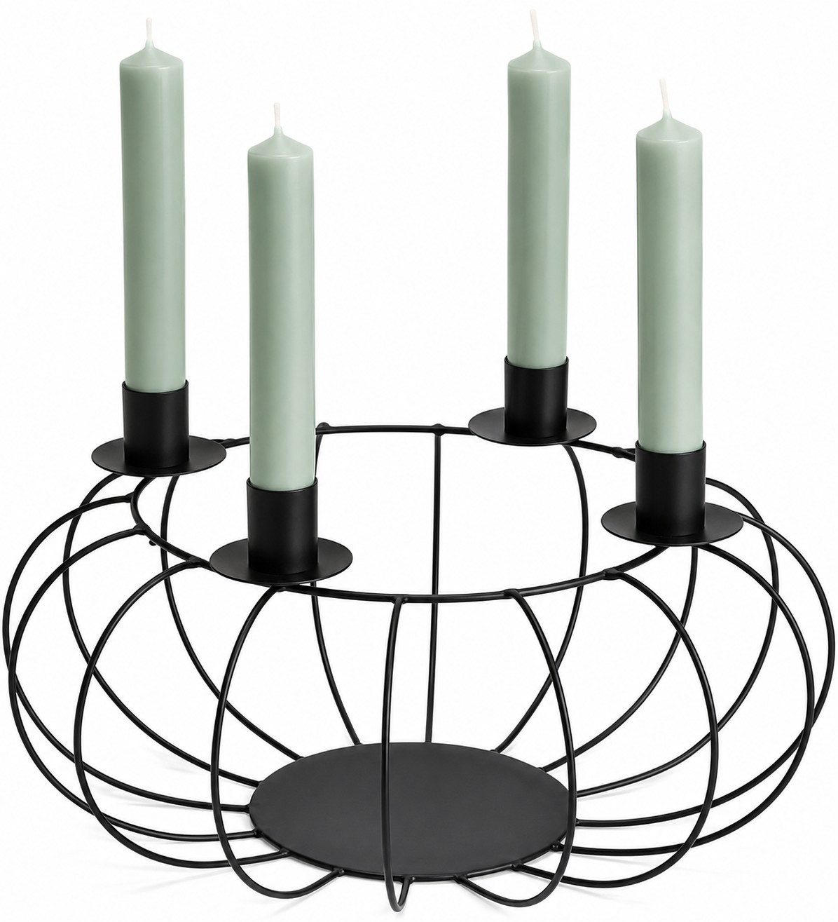 Wurm Adventskranz Adventskranz Metall Schwarz Ø 30 cm für 4 Stabkerzen modern