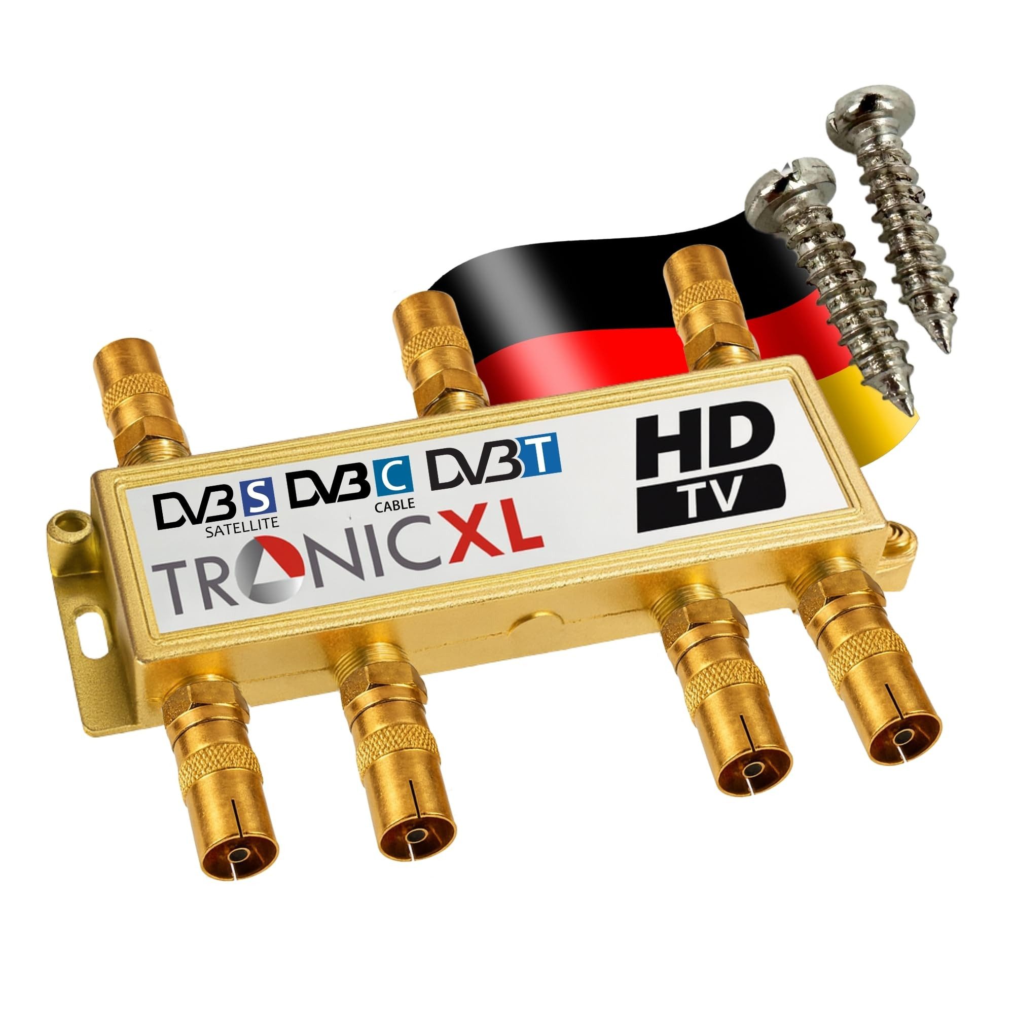 TronicXL SAT-Verteiler 6-fach Verteiler Splitter zb für Vodafone Kabelfernsehen Sat DVB-T2
