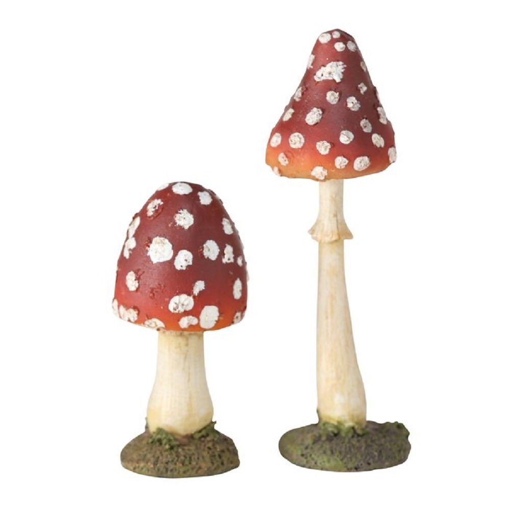 Dekofigur Dekoaufsteller Fliegenpilz Kunstharz Höhe 12 cm Ø 3,5 cm 2 er Set