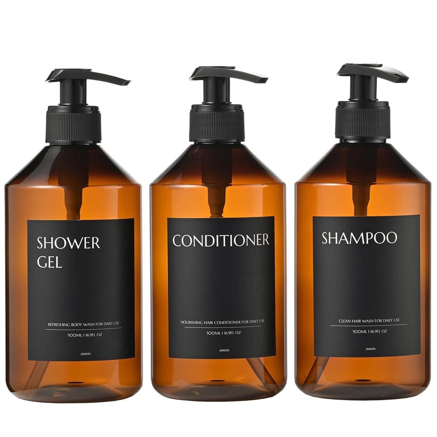 LuxusKollektion Spülmittelspender 3er Set Spülmittelspender 500ml Braun-Schwarz