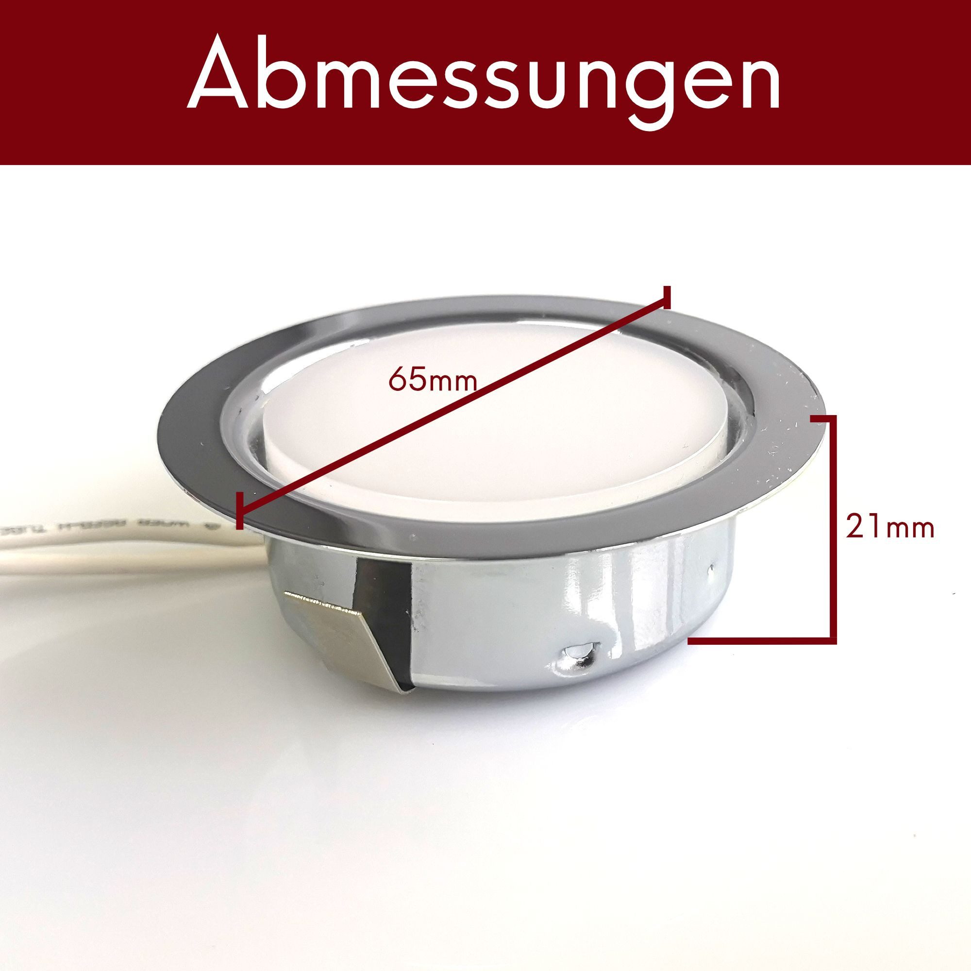 kalb LED Unterbauleuchte LED Einbauspot Unterbauspot für Möbel, Metall-chrom mit ABS, 2W, neutralweiss
