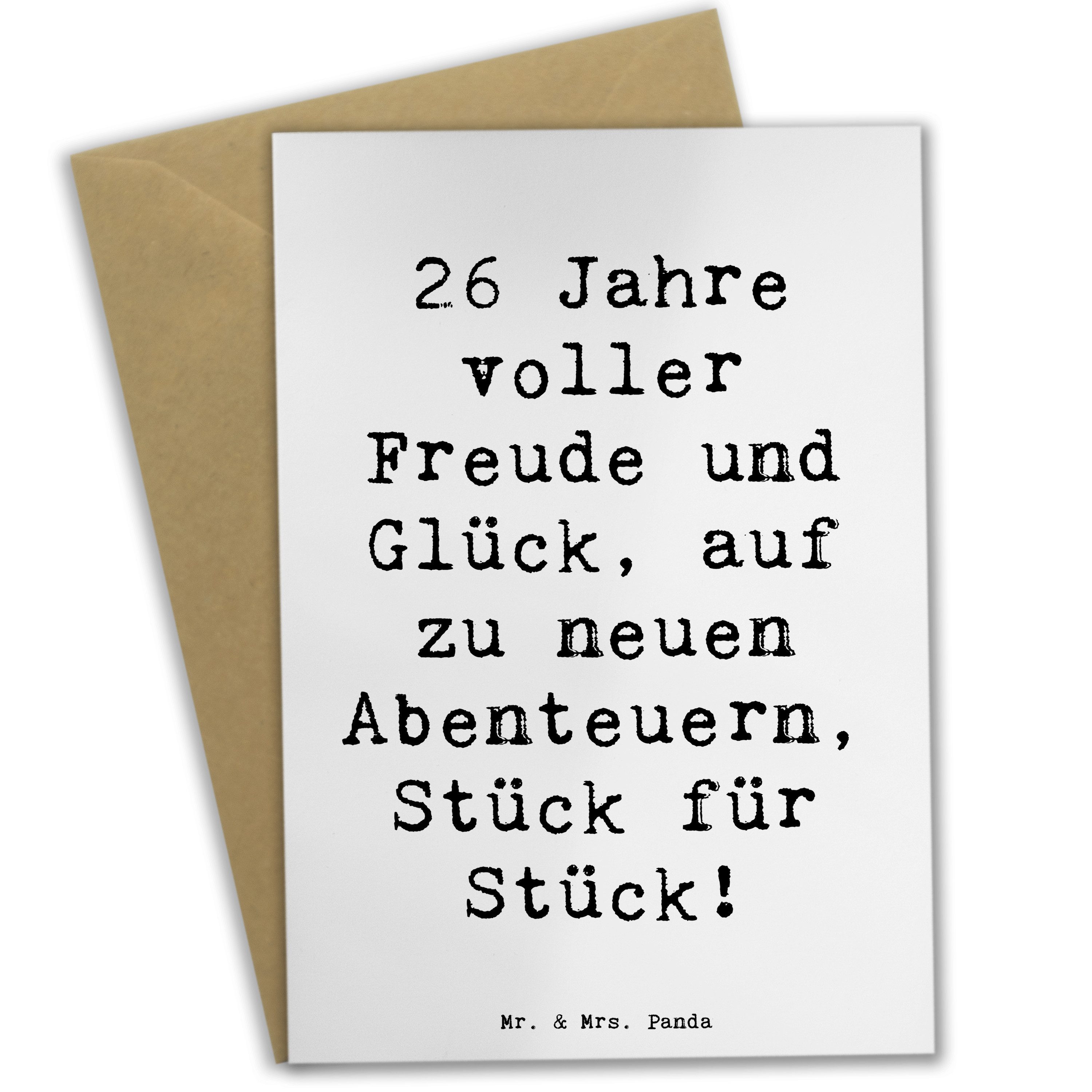 Grußkarte Spruch 26. Geburtstag Abenteuer - Weiß - Geschenk, Glück, Ansichtskar