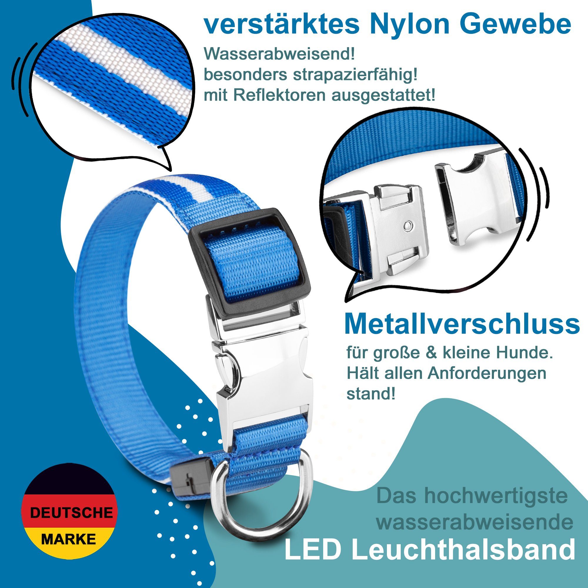 Petsation Hunde-Halsband Leuchthalsband für Hunde [Das Original] Leuchtendes LED Hundehalsband