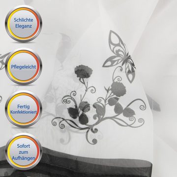 Scheibengardine Angie, Arsvita, Stangendurchzug, transparent, Voile, Bistrogardine mit Schlaufen - Transparente Küchengardine