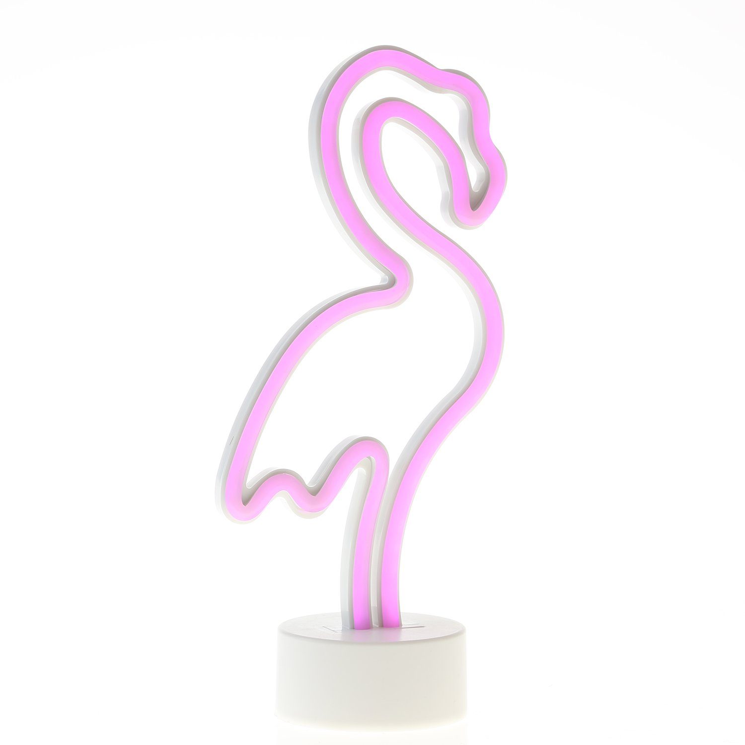 SATISFIRE LED Dekolicht LED NEON Figur FLAMINGO Neonlicht Schild Leuchtfigur Batterie USB 30cm, LED Classic, pink. € 11,90