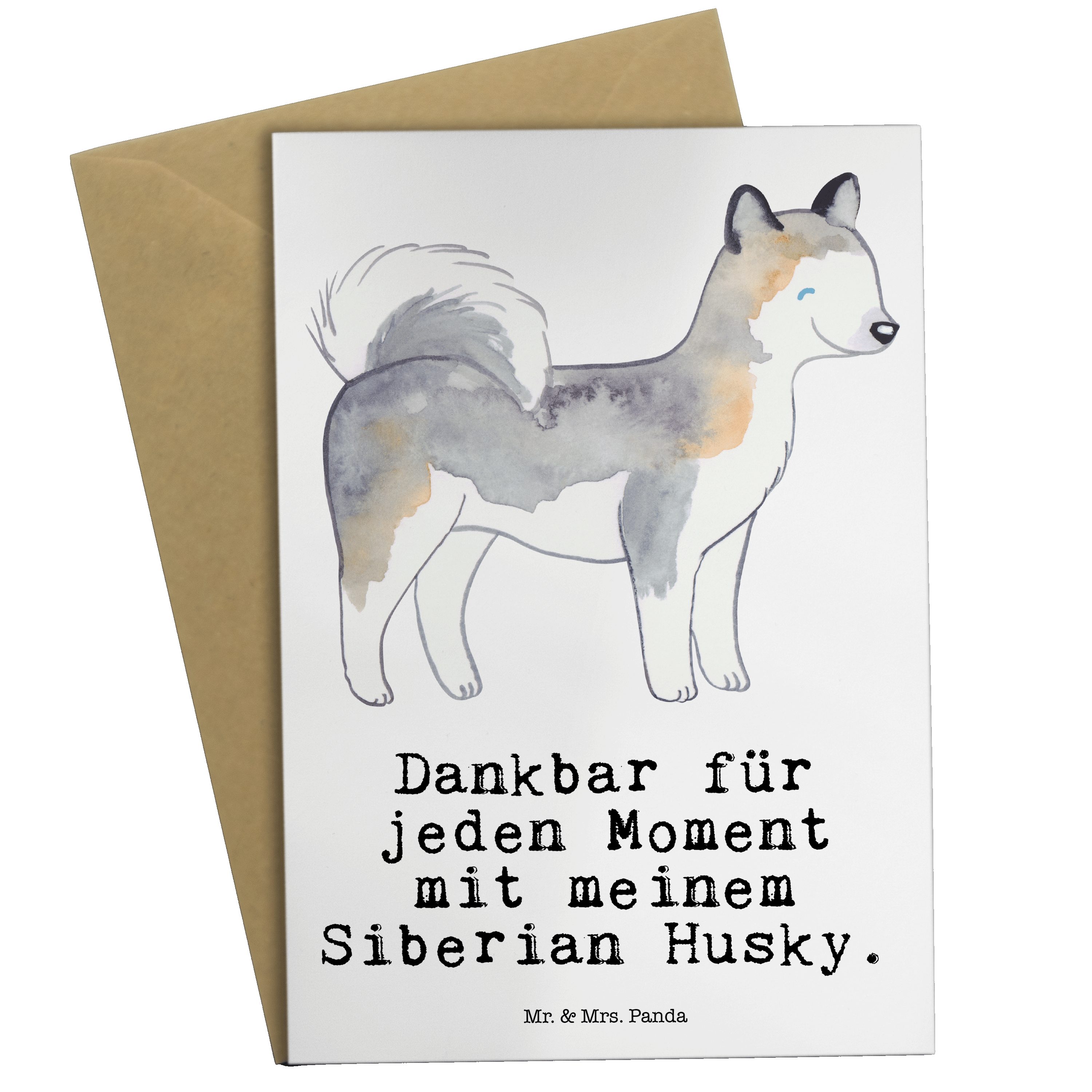 Mr. & Mrs. Panda Grußkarte Siberian Husky Moment - Weiß - Geschenk, Geburtstagskarte, Hundebesit