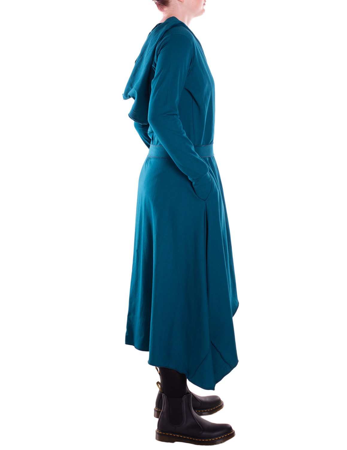 Vishes Kurzmantel Langer asymmetrischer Überwurf mit Kapuze, Taschen, Daumenlöchern Alternative Bekleidung, Ethno, Hippie, Retro Style