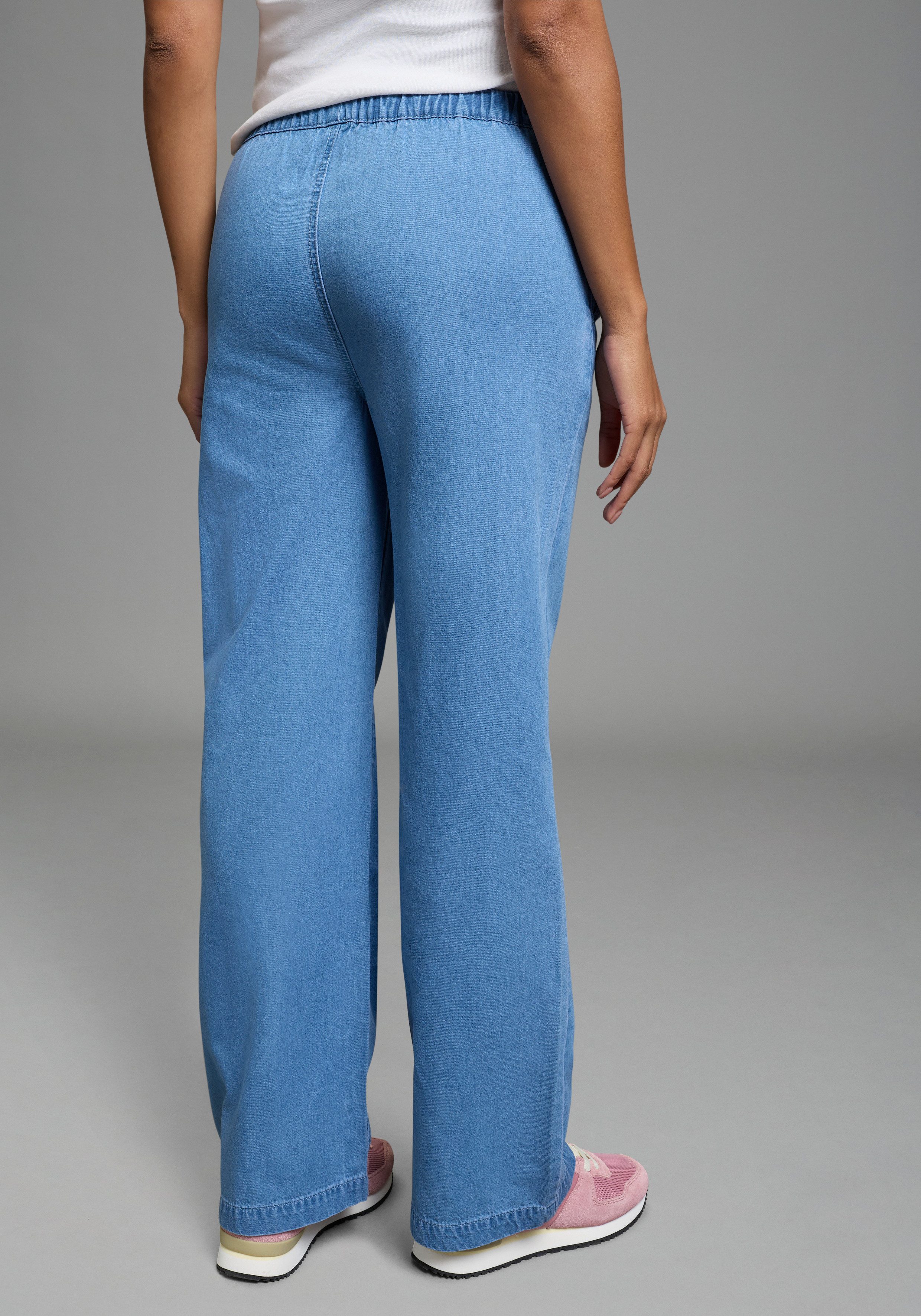 KangaROOS Weite Jeans weiteres Bein, hohe Leibhöhe, elastischer Bund mit Gummizug