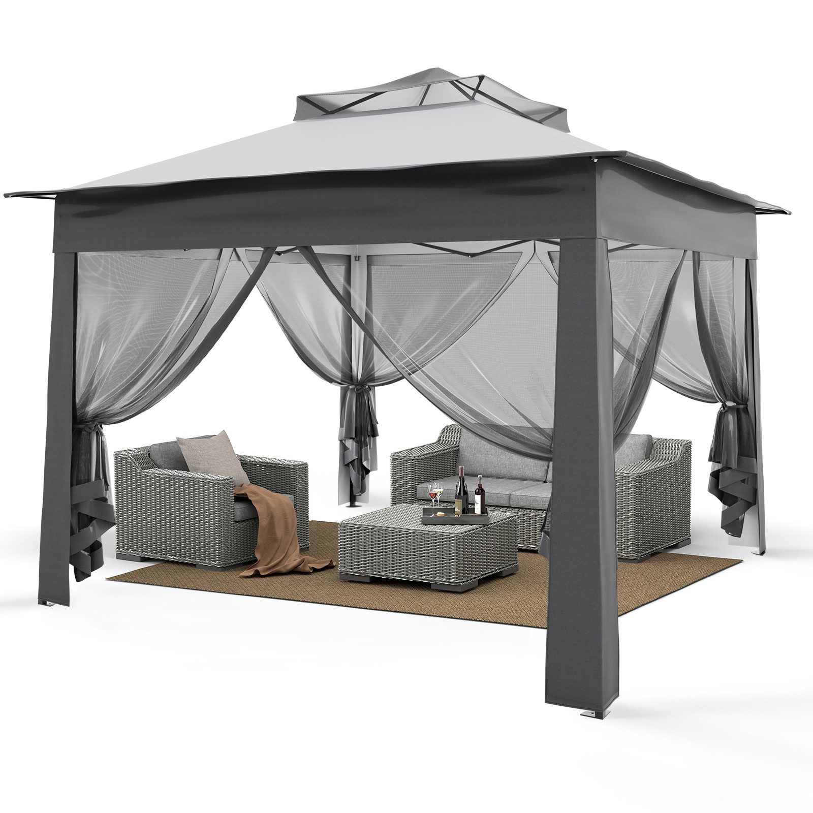 Puluomis Faltpavillon Gartenpavillon Pavillon Faltbar Pop Up 3 x 3m Pavillon