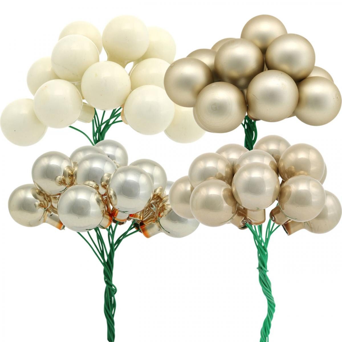 Florists Products Weihnachtsbaumkugel Mini Weihnachtskugeln Creme & Beige Spiegelbeeren Ø20mm, 140 Stück