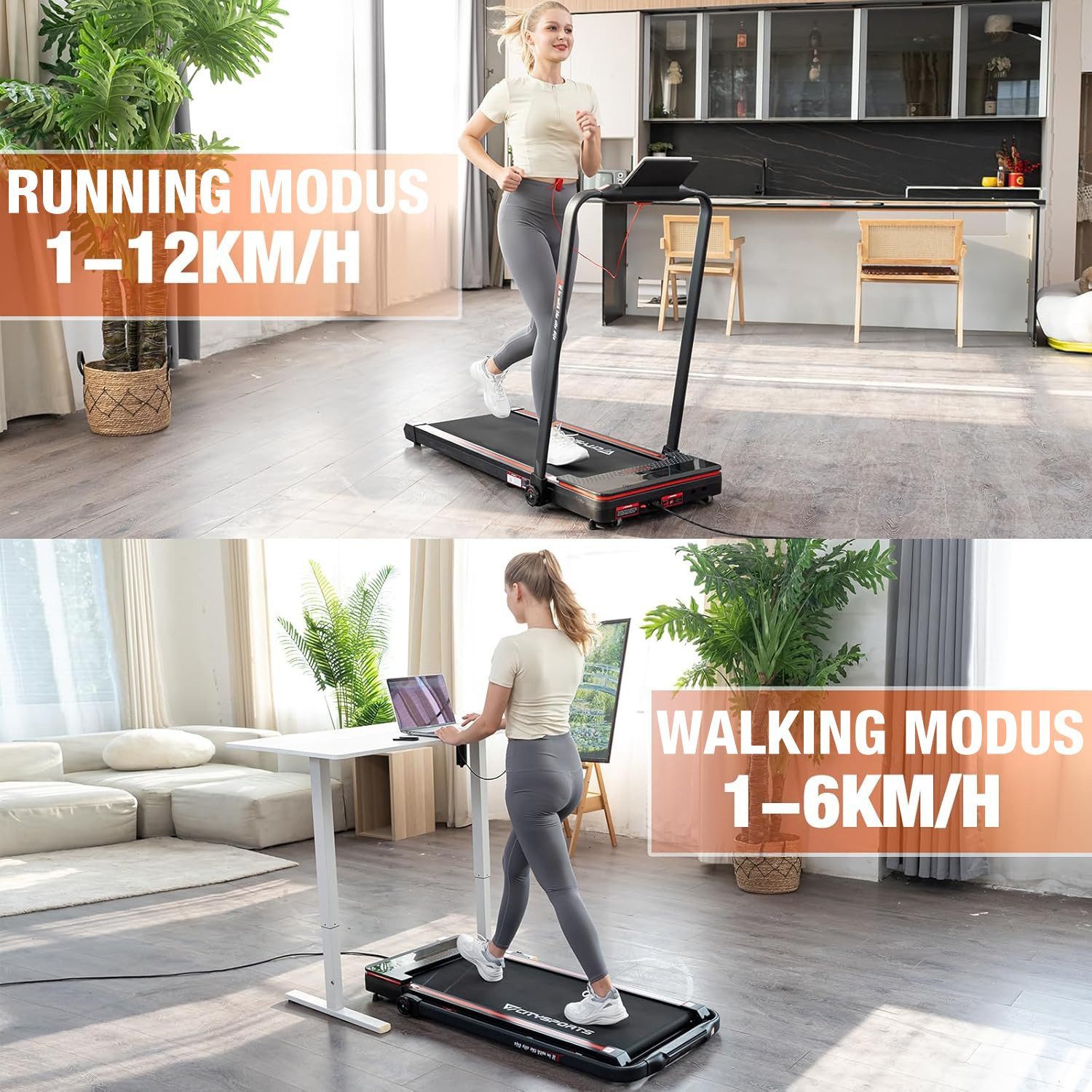 CITYSPORTS Laufband WP3S Klappbares Laufband für Zuhause 1400W Walking/Jogging Pad (Tool kits,Schmiermittel), 1-12km/h Max.Tragfähigkeit 120 kg, Bluetooth APP-Funktion
