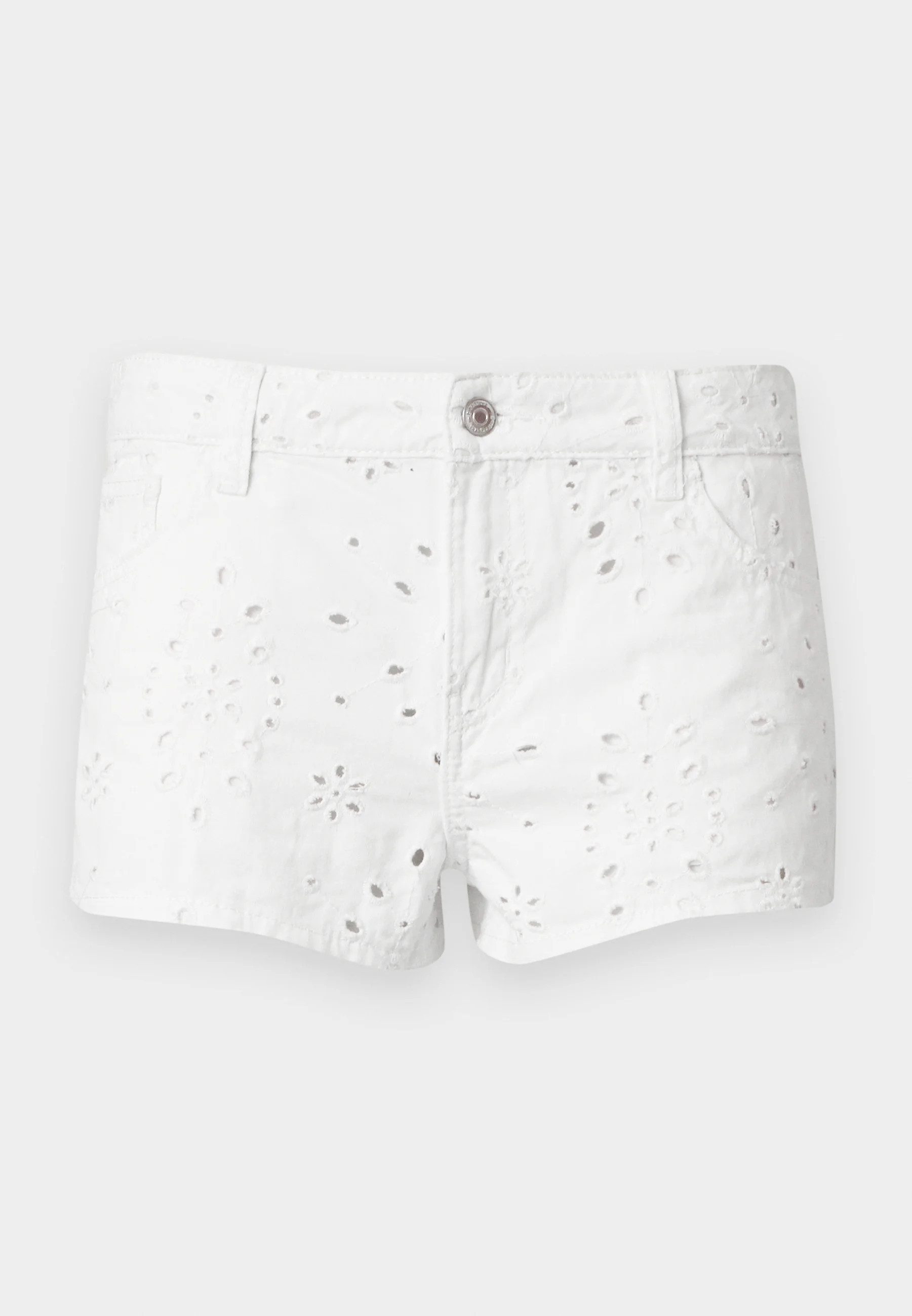 Gina Tricot Shorts Broderie denim shorts - Jeansshorts Damen Lochstickerei weiß