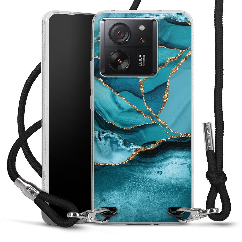 DeinDesign Handyhülle Edelstein Glitzer Look Marmor Eisblaue Marmor Landschaft, Xiaomi 13T Pro Handykette Hülle mit Band Case zum Umhängen