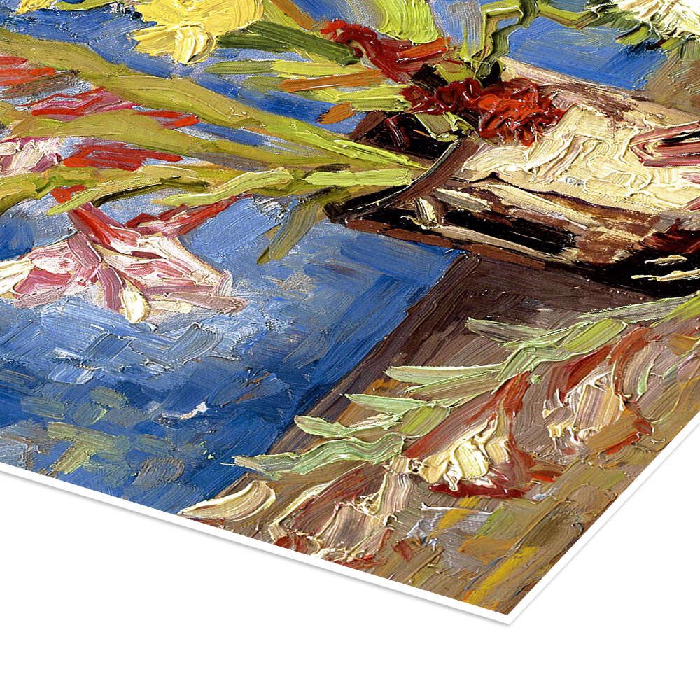 Posterlounge Wandbild Vase mit Gladiolen und China Astern, Vincent van Gogh, erhältlich als Poster, Leinwandbild, Wandsticker oder Acrylglasbild