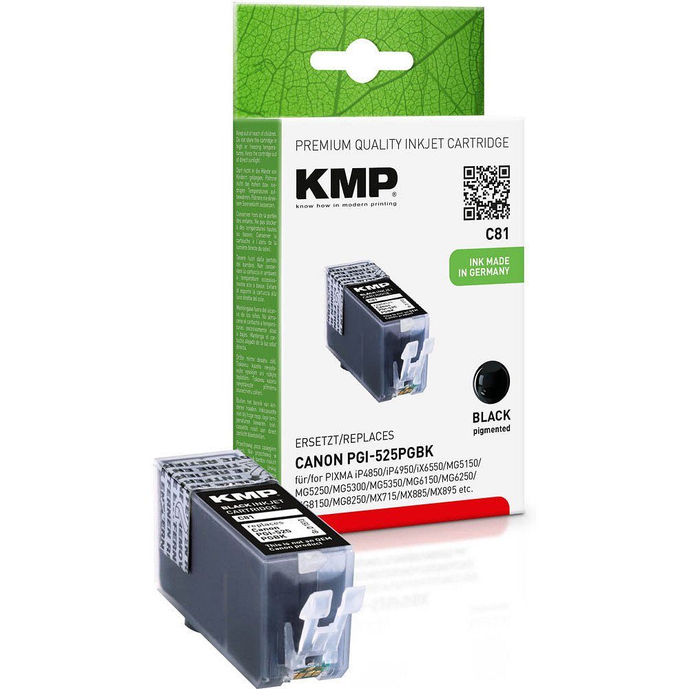 KMP 1 Tinte C81 ERSETZT Canon PGI-525 - black Tintenpatrone (1 Farbe, 1-tlg)