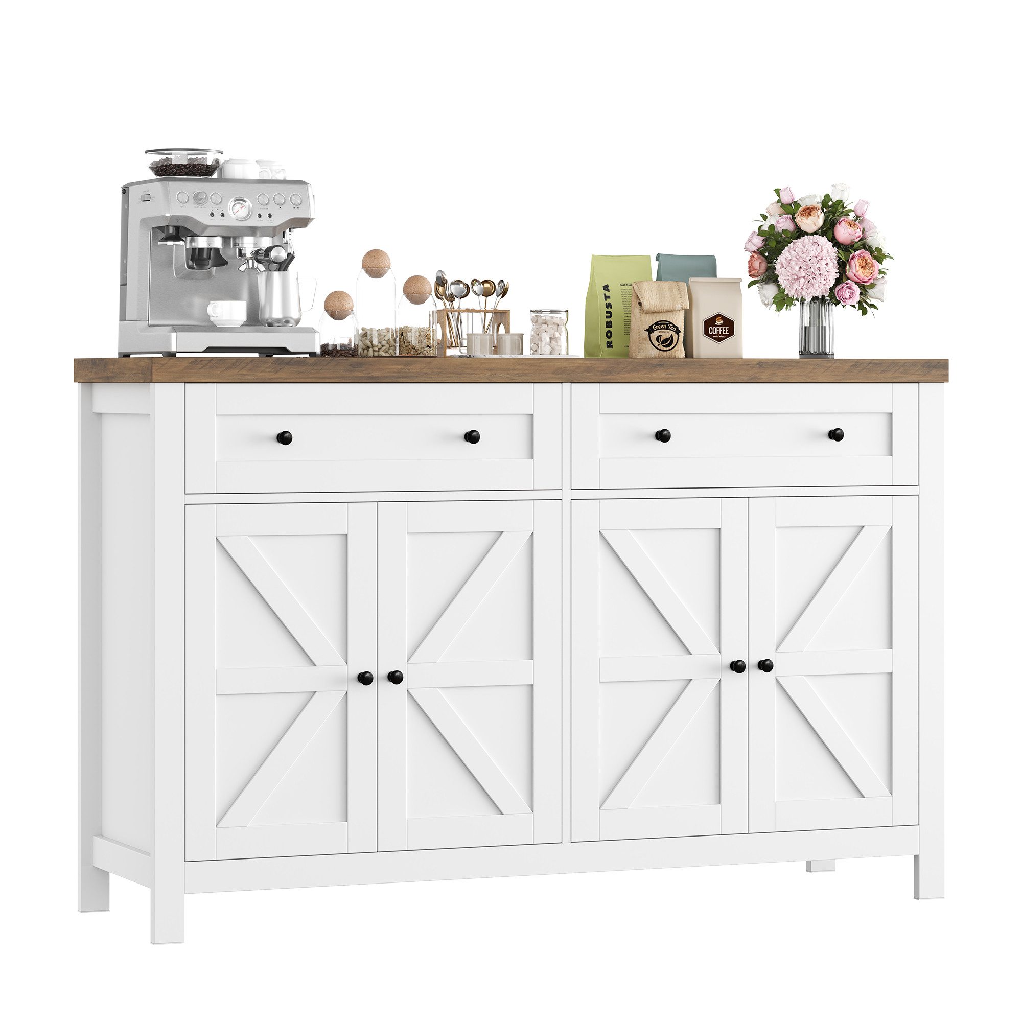 HOMECHO Buffet Küchenschrank mit Arbeitsplatte, 2 günstig online kaufen