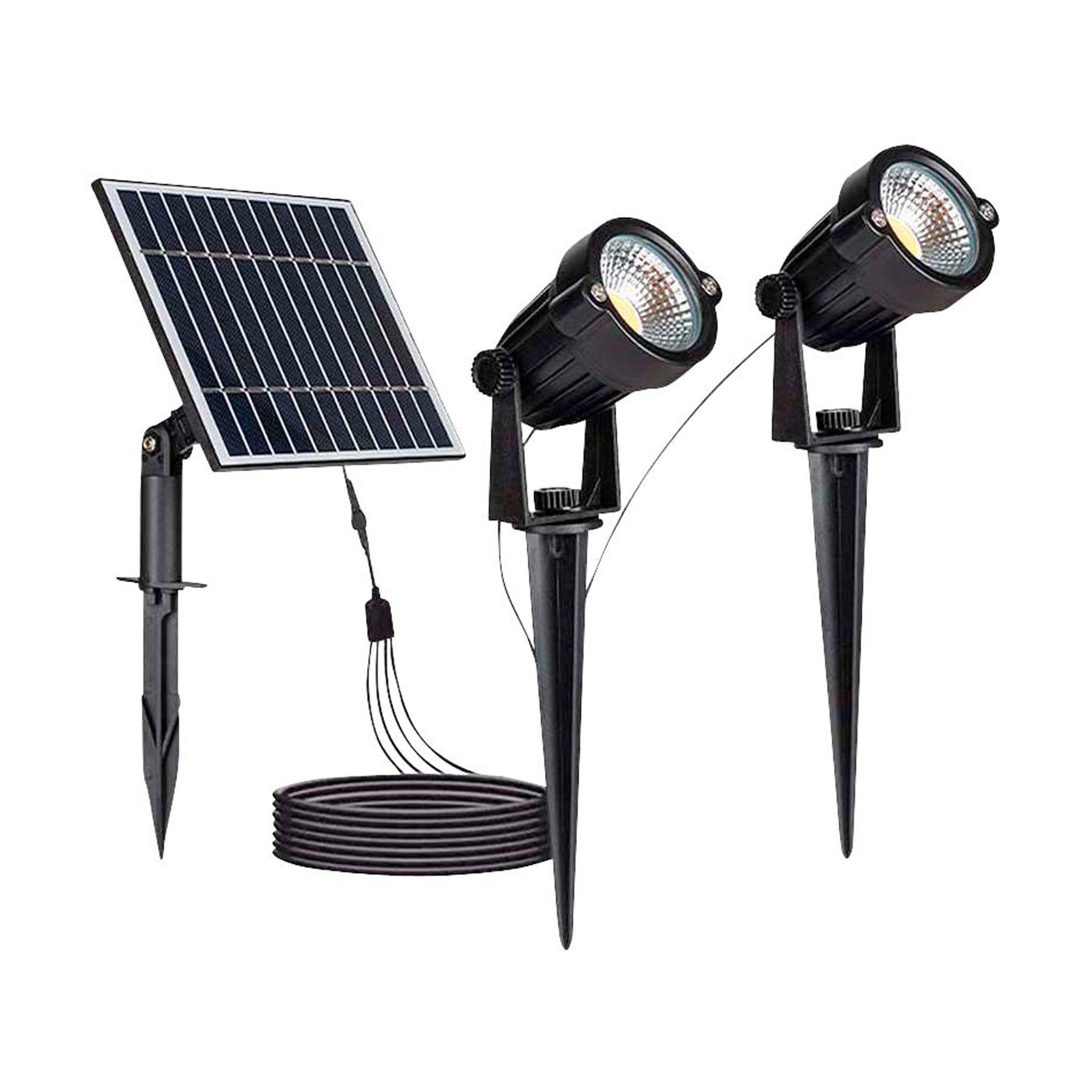 V-TAC LED Solarleuchte V-TAC Solar LED-Gartenleuchten-Set VT-11031, 2x 1,2 W, 3000 K, IP65