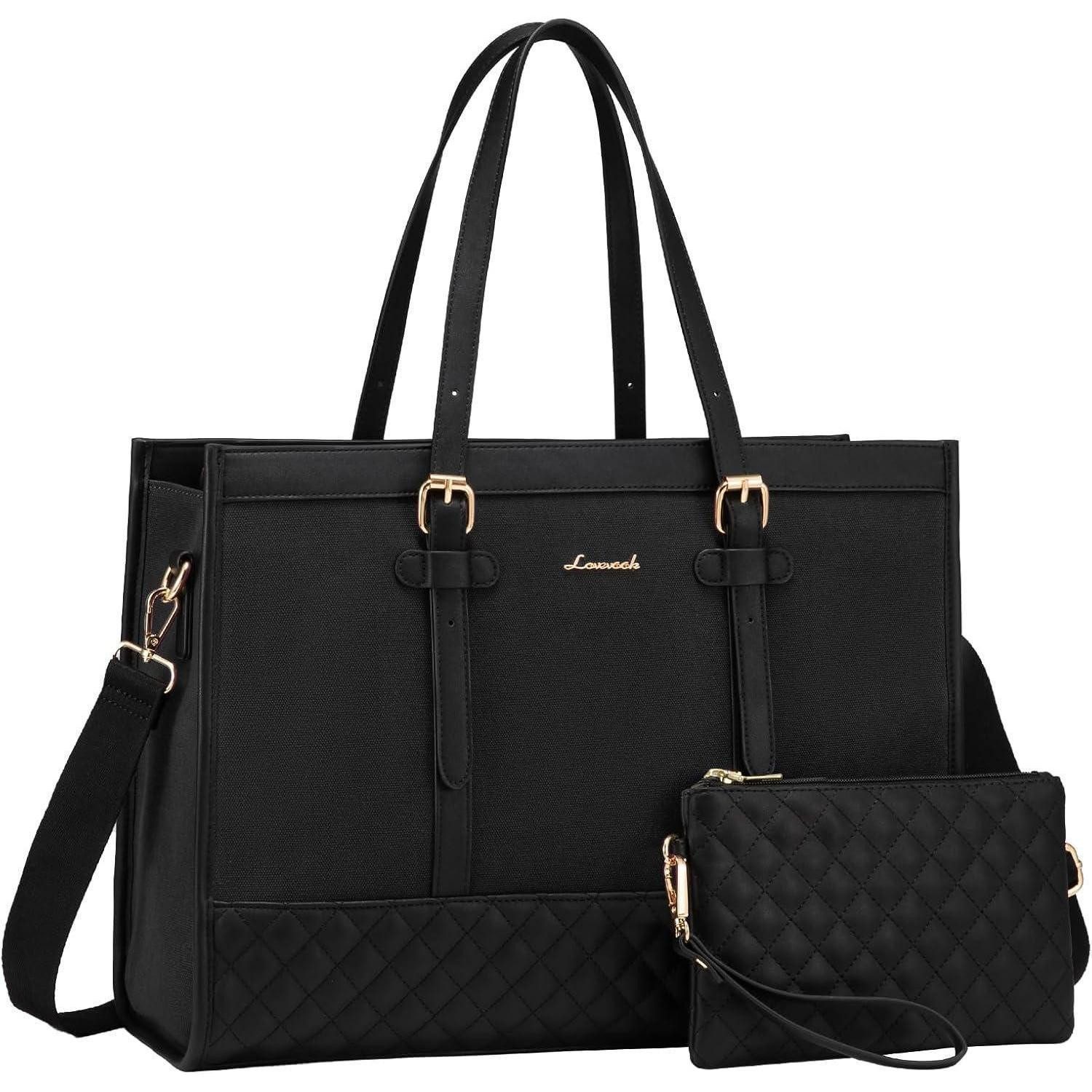 LuxusKollektion Laptoptasche Laptoptasche 15,6 Zoll Handtasche Damen Schwarz Business Uni Büro