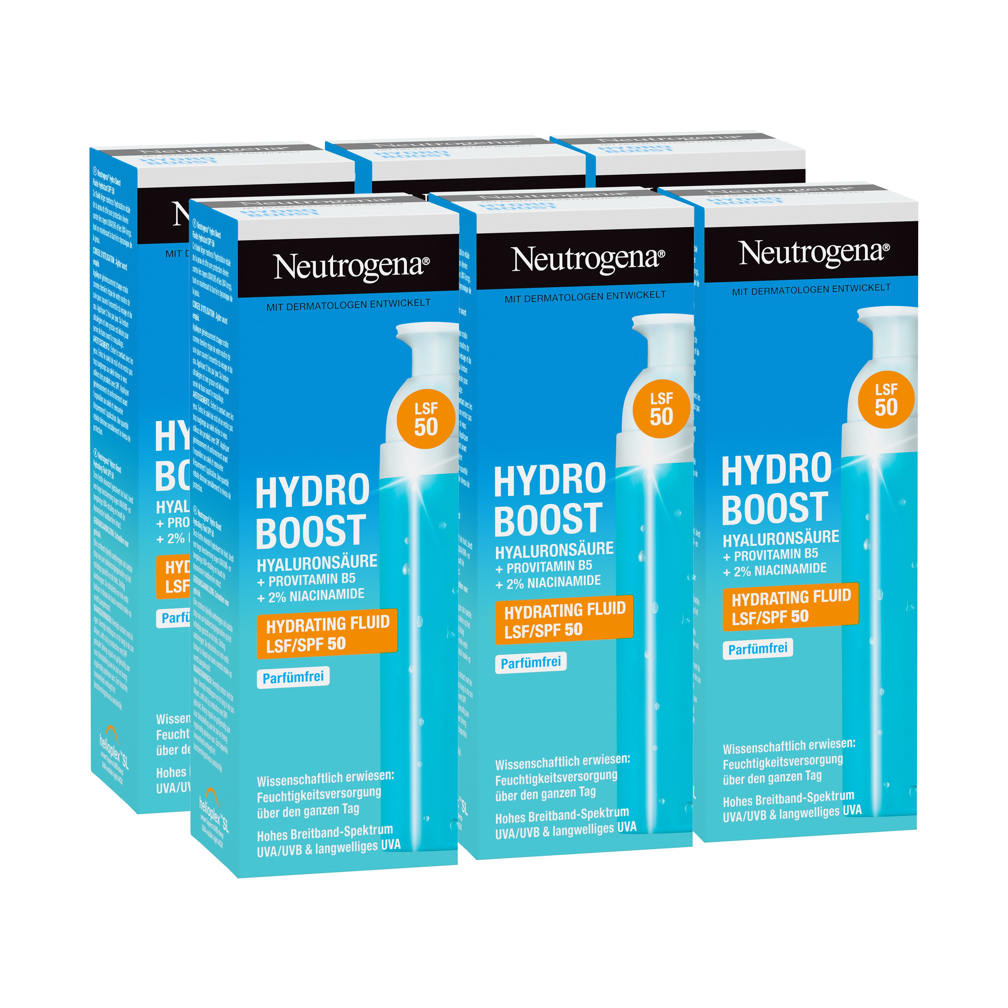 Neutrogena Tagescreme Neutrogena Hydro Boost Hydrating Fluid LSF 50 6er-Pack (6x 50ml)
