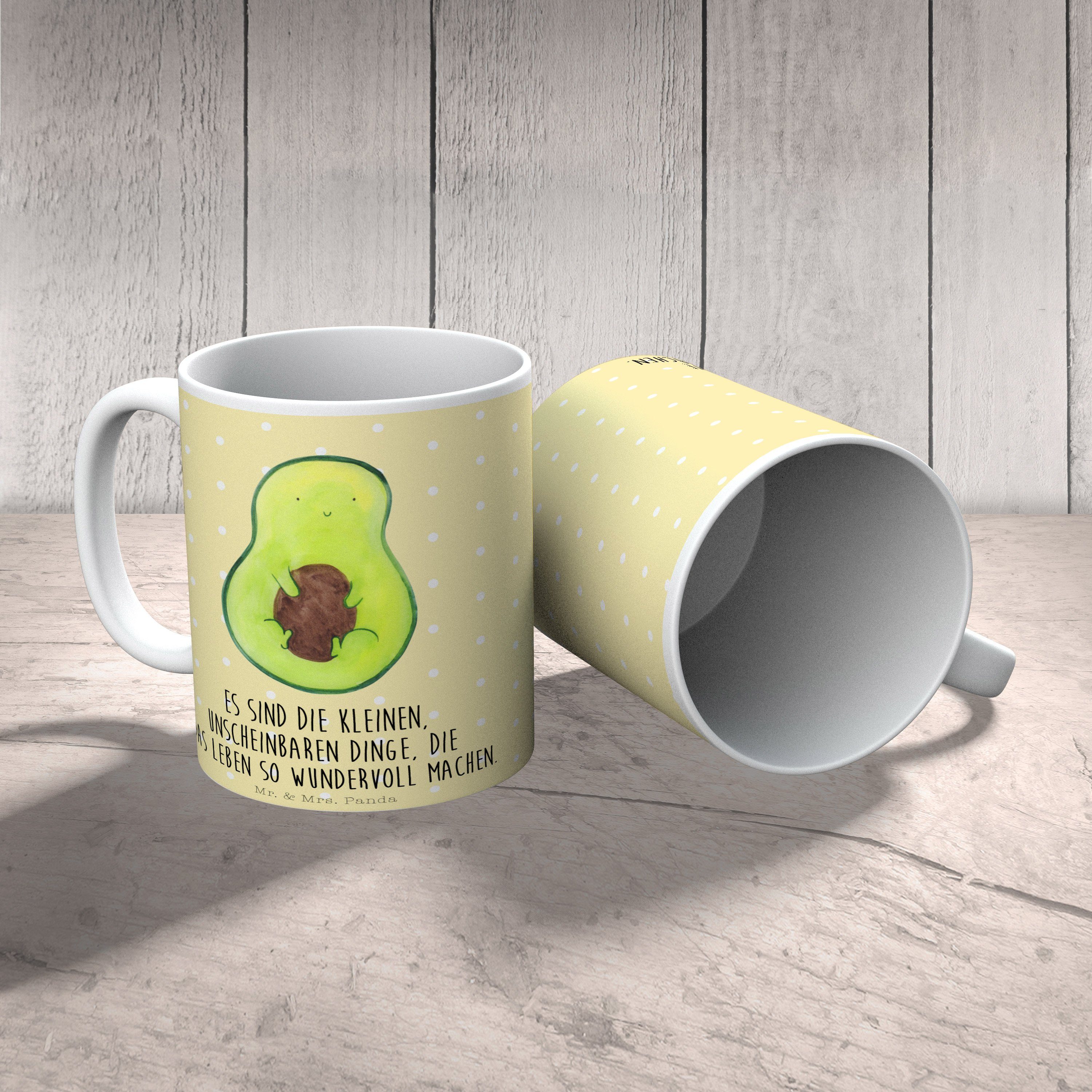 & - Avocado Mrs. Mr. Tasse - Pastell Kaffeebecher, mit Gelb Kaffeetasse, Panda Geschenk, Kern Keramik