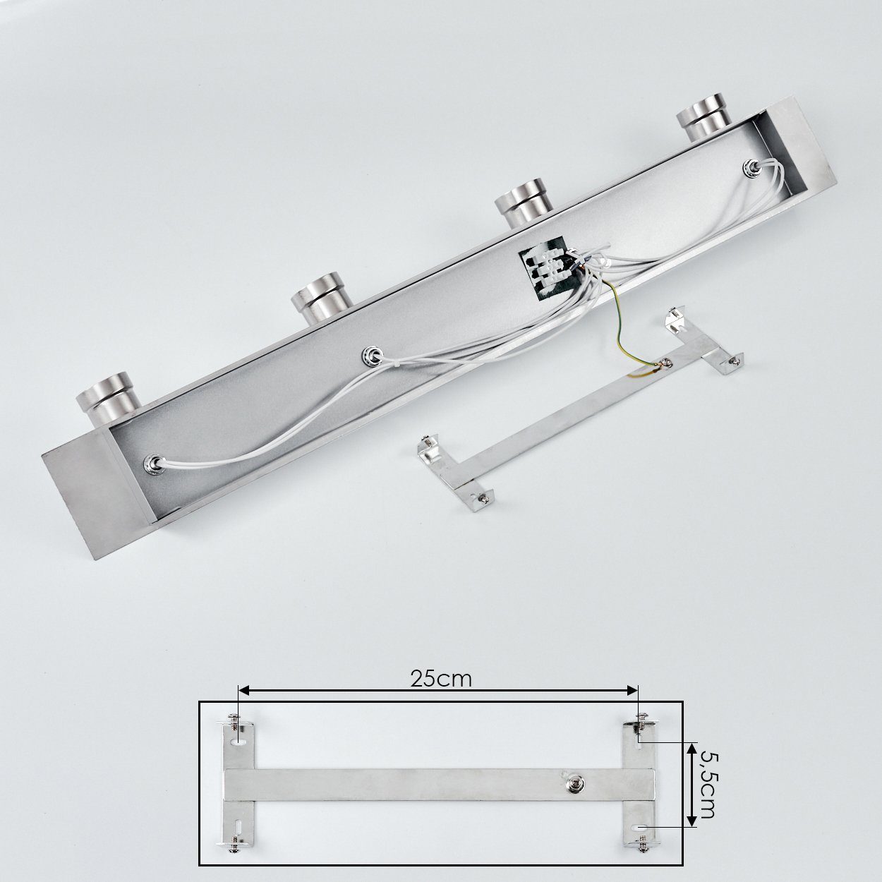 »Anzo« 4-flammige Nickel-matt/Chromfarben, Leuchtmittel, Metall Fassungen, Deckenleuchte in E27 verstellbaren ohne aus Deckenlampe m. hofstein