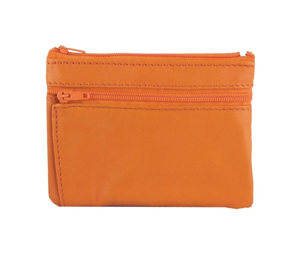 LK Trend & Style Mini Geldbörse Upcycled Leder mit zwei Reißverschlüssen, gefertigt aus Lederresten Upcycled
