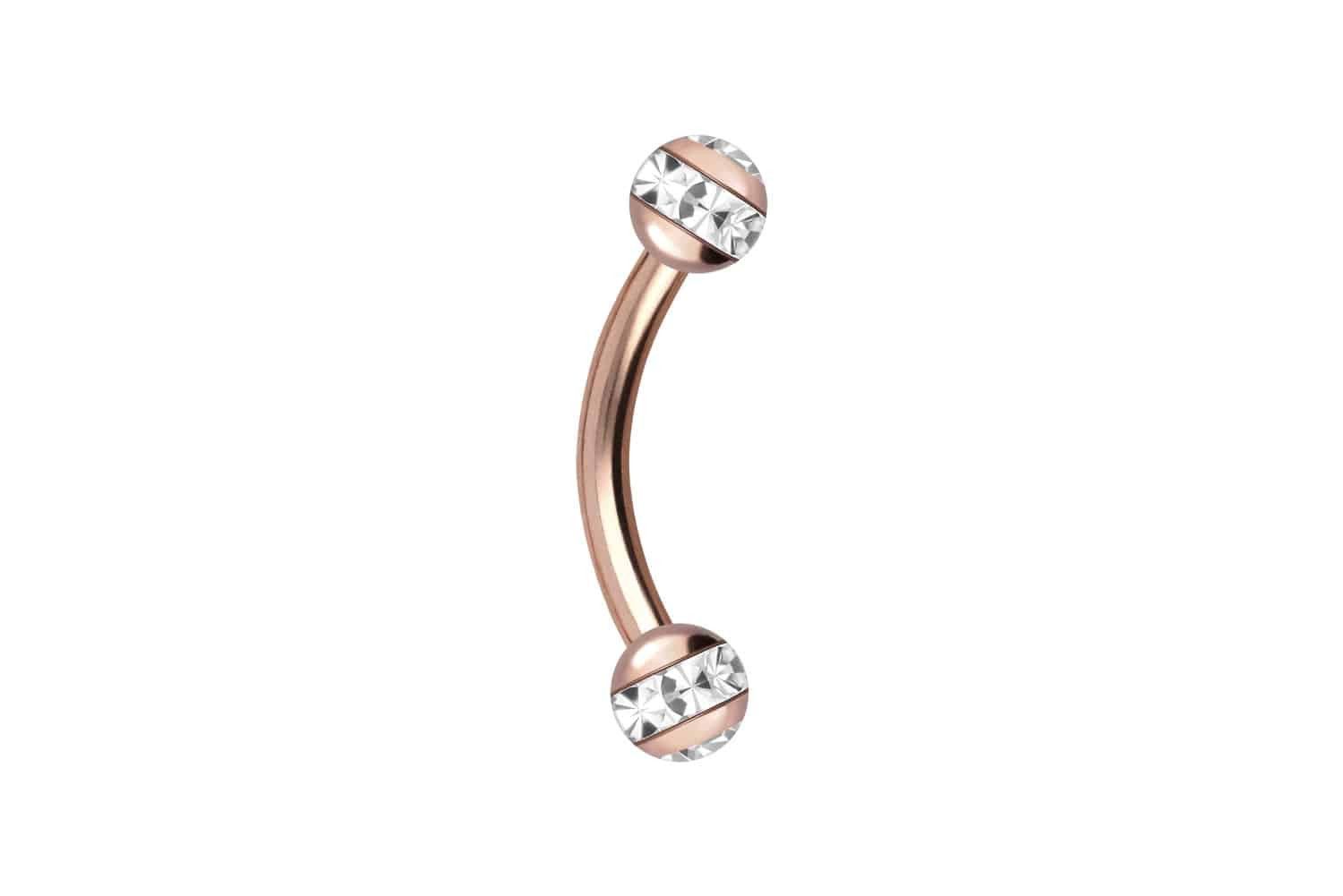 PIERCINGLINE Bauchnabelpiercing Chirurgenstahl Banane EPOXY-RING-KUGELN + KRISTALLE (Bananen, 1-tlg)