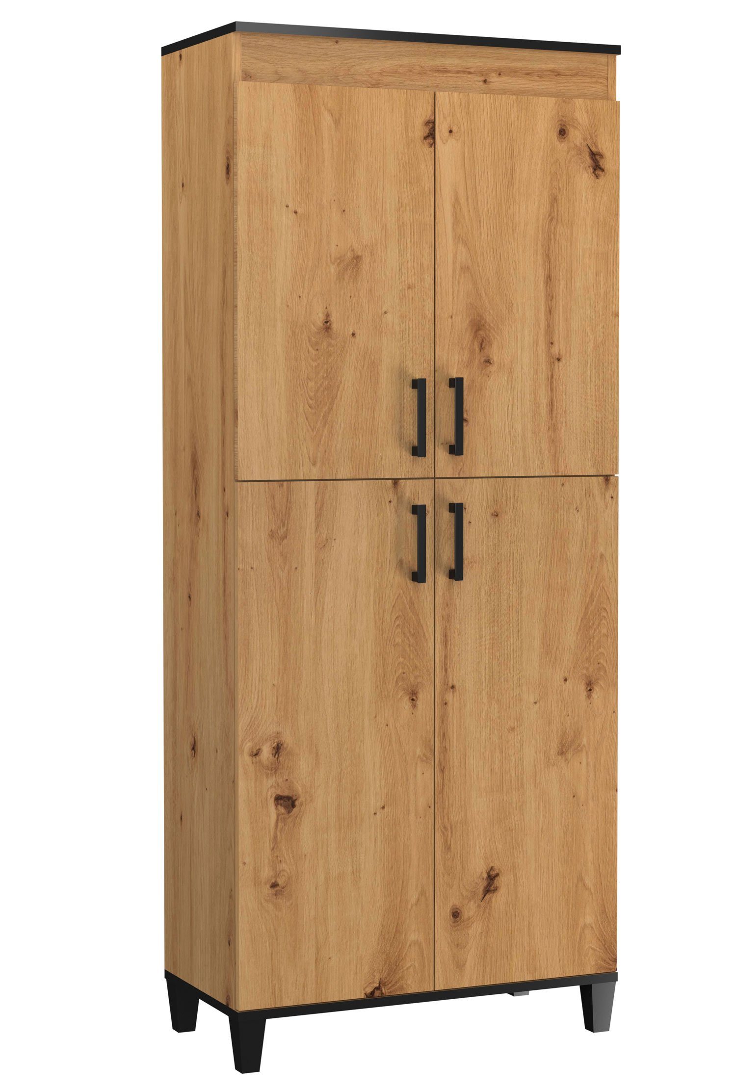 Feldmann-Wohnen Stauraumschrank Pola (1-St) 80x40x193cm Artisan Eiche 4-türig