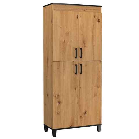 Feldmann-Wohnen Stauraumschrank Pola (1-St) 80x40x193cm Artisan Eiche 4-türig