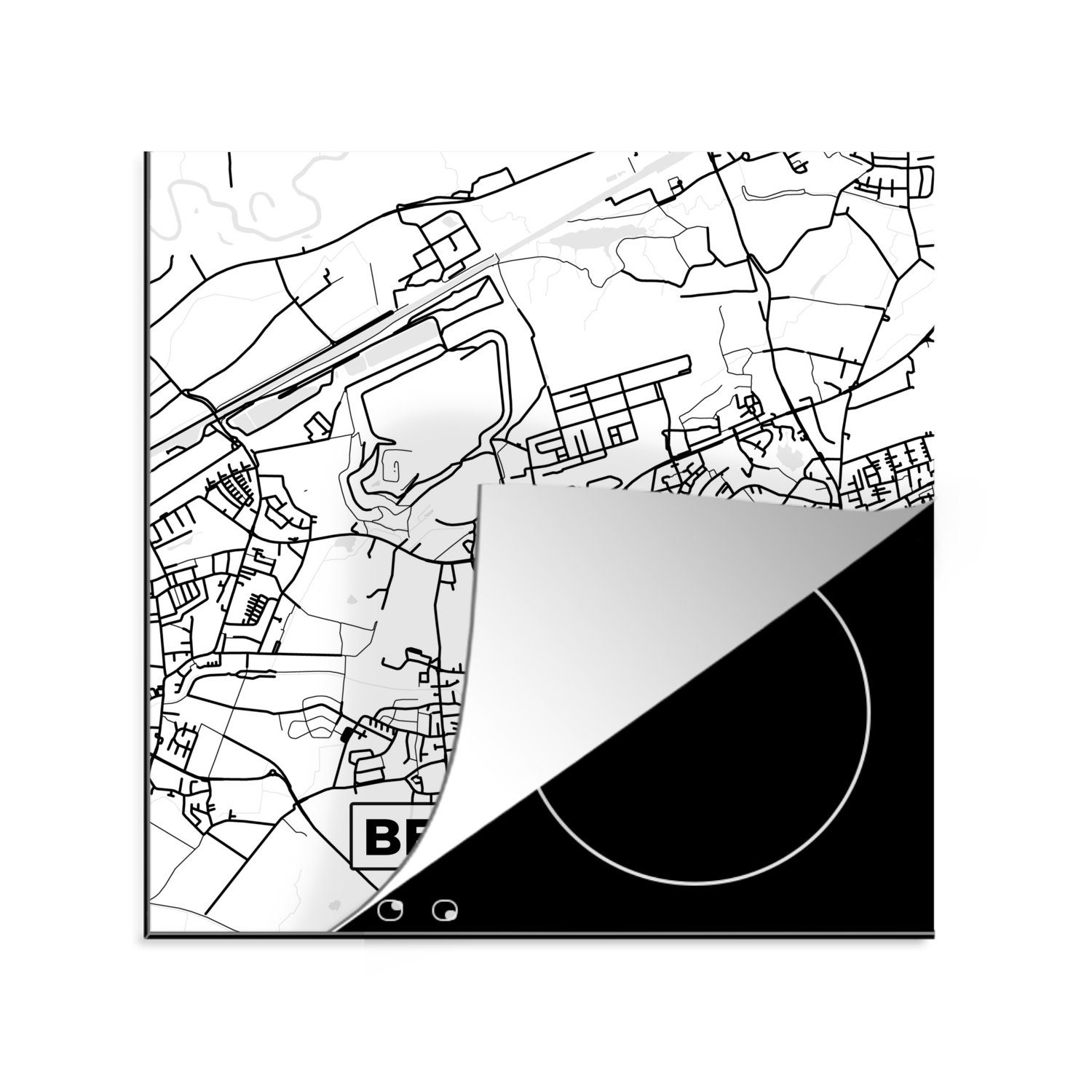 MuchoWow Herdblende-/Abdeckplatte Karte - Mountain Champlain - Stadtplan, Vinyl, (1 tlg), 78x78 cm, Ceranfeldabdeckung, Arbeitsplatte für küche
