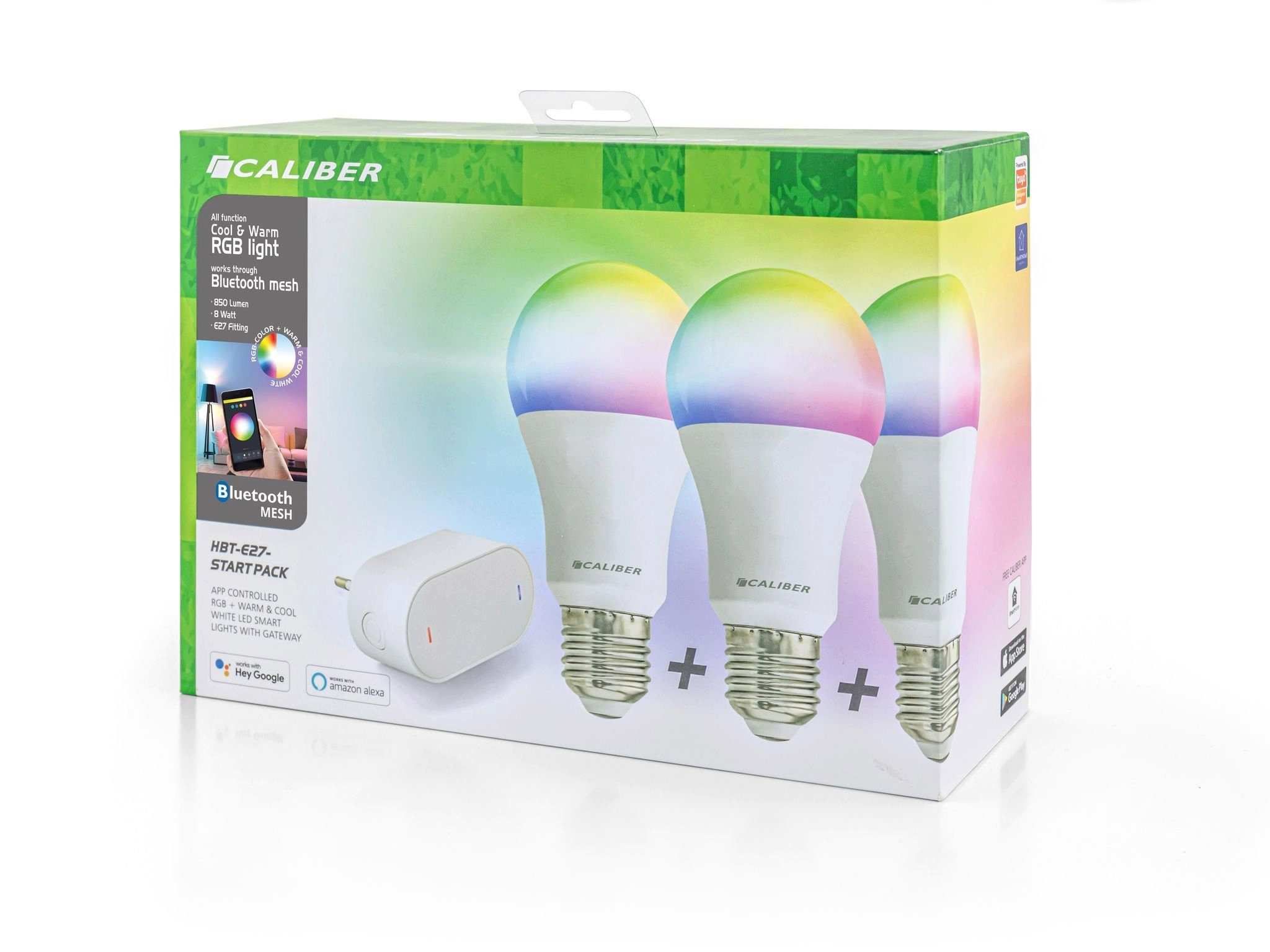 Caliber »E27 LED Lampe Starter Set, drei Lampen inkl. Gateway. 16 Mio.  Farben, steuerbar via Caiber App, kompatibel mit Amazon Alexa (Echo, Echo  Dot)« Smart-Home Starter-Set online kaufen | OTTO