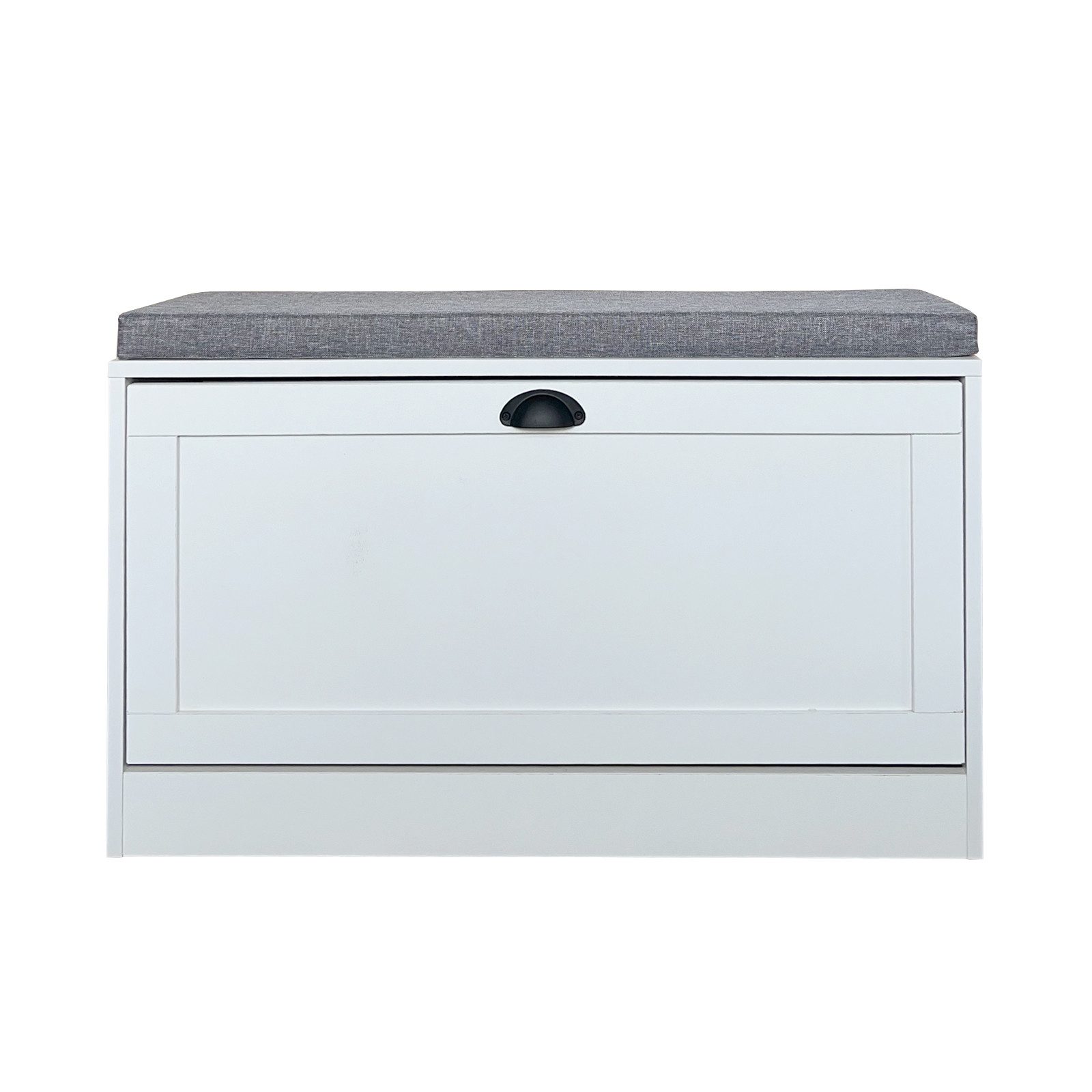 HTI-Living Schuhschrank Thekla 1 Klappe 80 cm Weiß mit Sitzkissen (1 Stück, 1-St., 1 Schuhschrank) Schuhkipper mit 1 Klappe und 2 Fächern