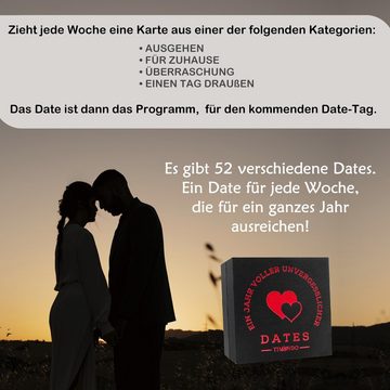 Timando Spiel, Date Ideen für Paare Zweisamkeit Box mit 52 Date Karten für 1 Jahr, Jahrestag Geschenk