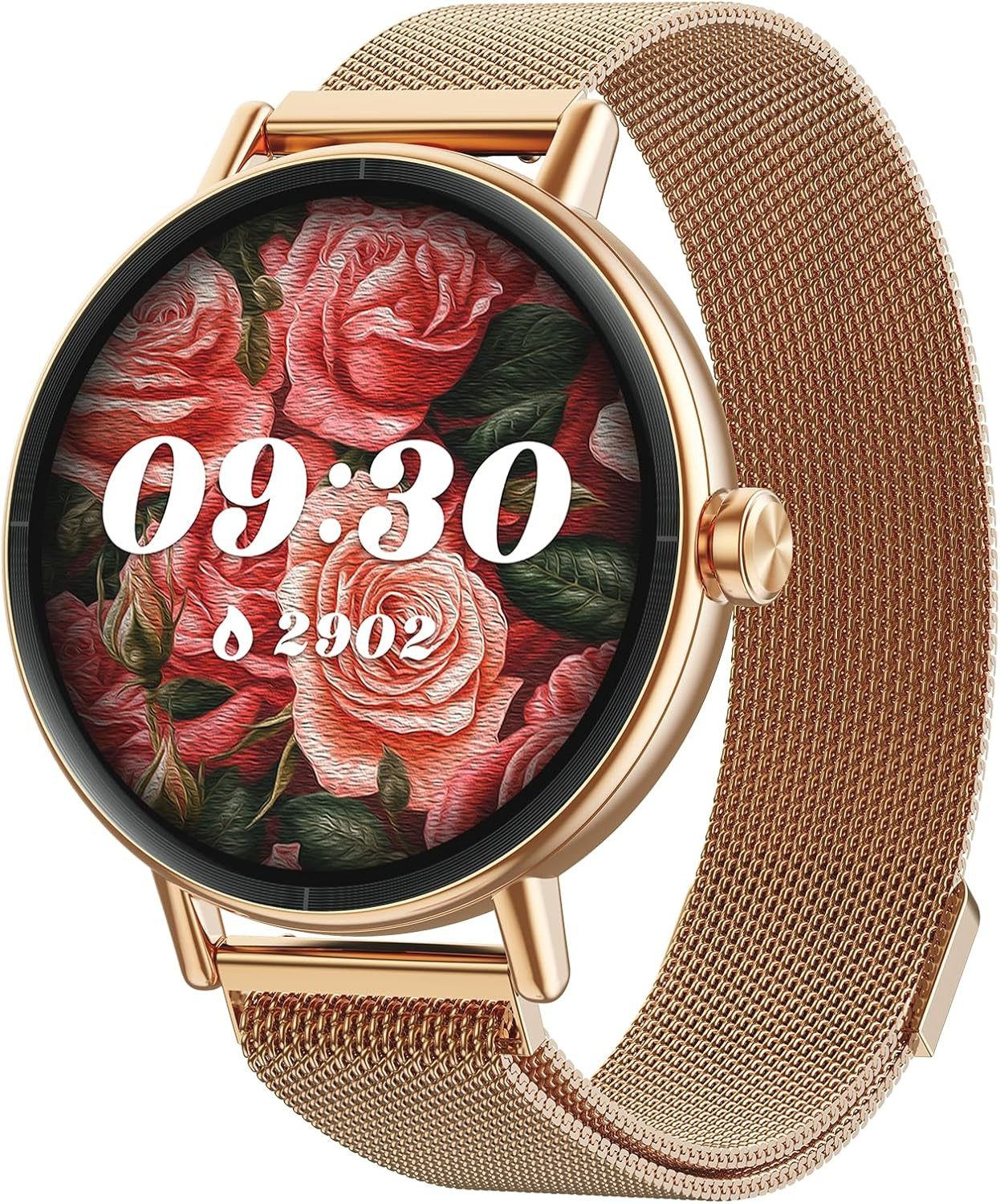 Zevelora Damen Smartwatch mit Bluetooth-Telefonie und Gesundheitsfunktionen Smartwatch (1.27 Zoll, Andriod iOS), Fitnessuhr für Damen mit Anruffunktion und über 100 Sportmodi