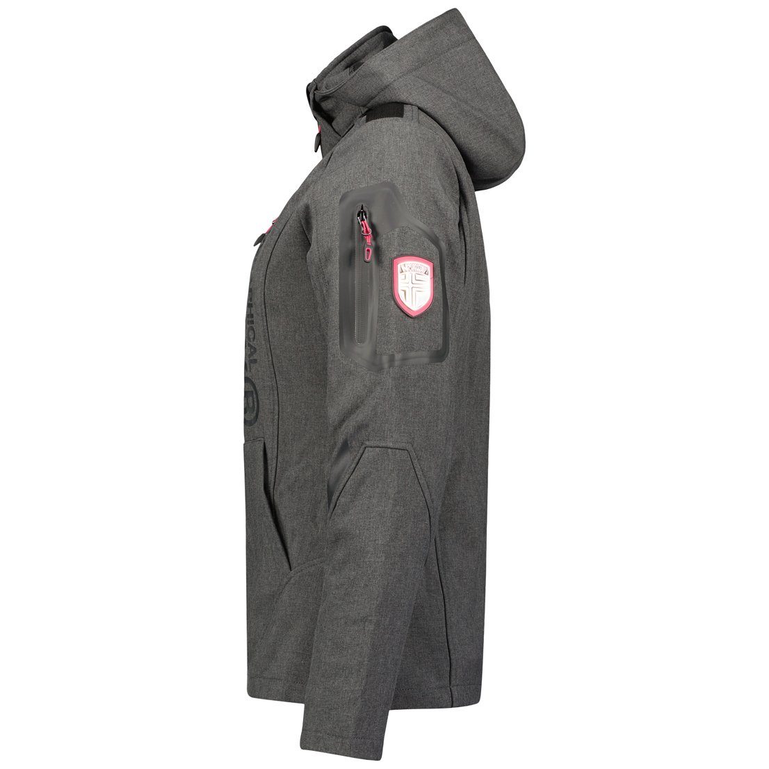 Geographical Norway Softshelljacke Damen Softshell Outdoor Wander Trekking Jacke in Unifarbe, mit abnehmbarer Kapuze, mit Stehkragen