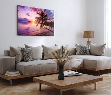 Sinus Art Leinwandbild 120x80cm Wandbild auf Leinwand Exotisches Paradies Meer Palmen Sonnenu, (1 St)