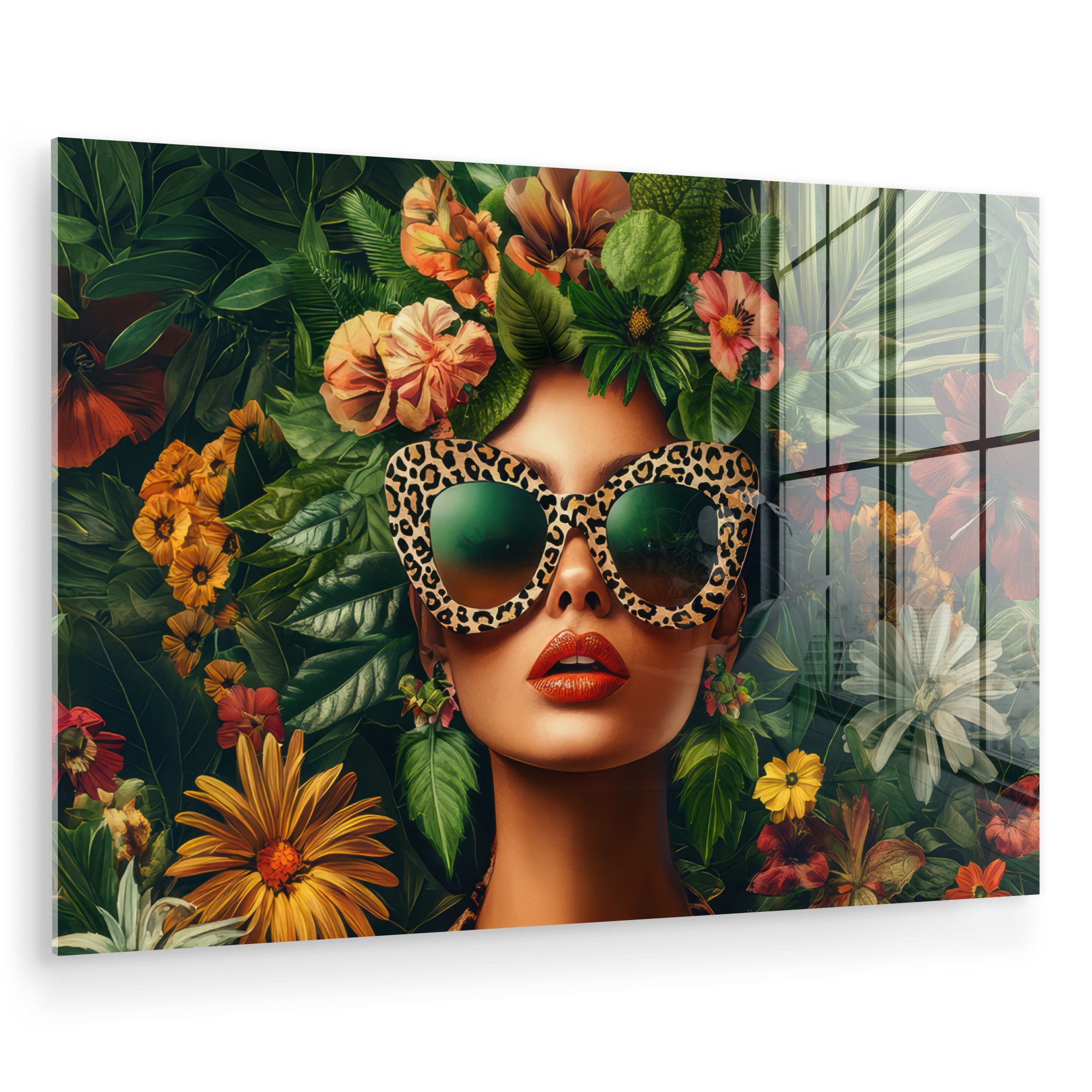 MuchoWow Acrylglasbild Frau - Pantherdruck - Dschungel - Natur - Luxus, Ink günstig online kaufen