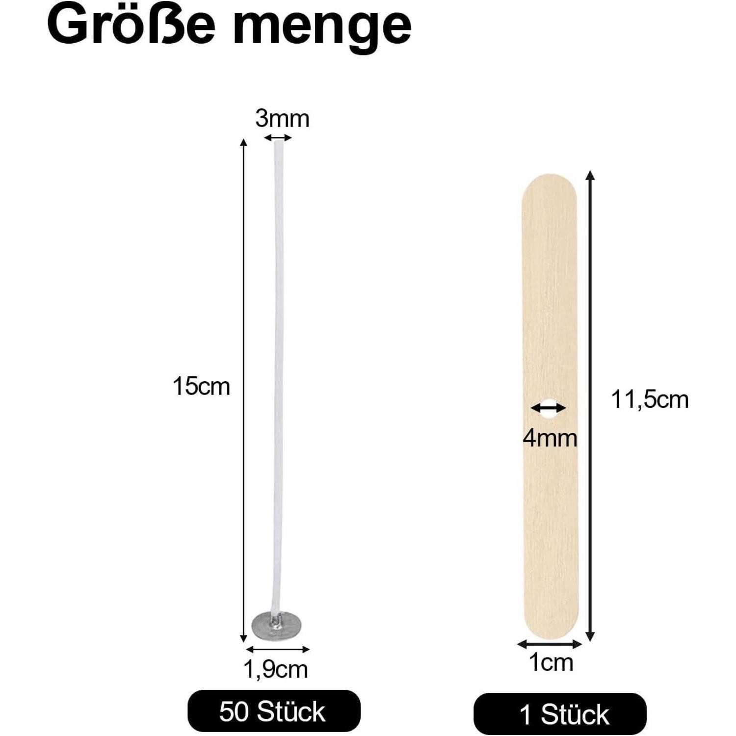 LuxusKollektion Stumpenkerze Kerzendochte 15cm Dochthalter 50 x Kerzendochte 15cm mit Dochthalter