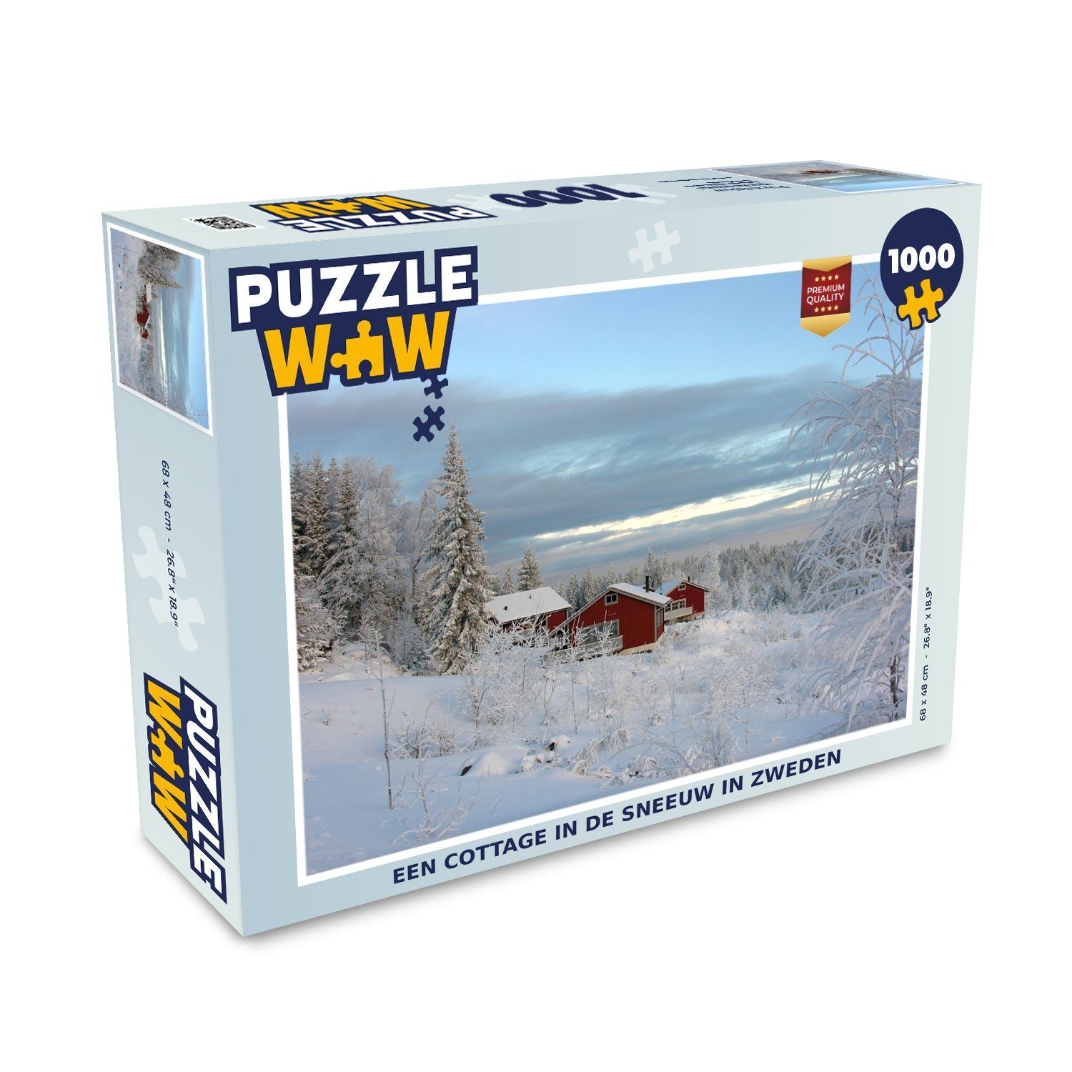 MuchoWow Puzzle Eine Hütte im Schnee in Schweden, 1000 Puzzleteile, Foto- Puzzle, Bilderrätsel, Puzzlespiele, Klassisch
