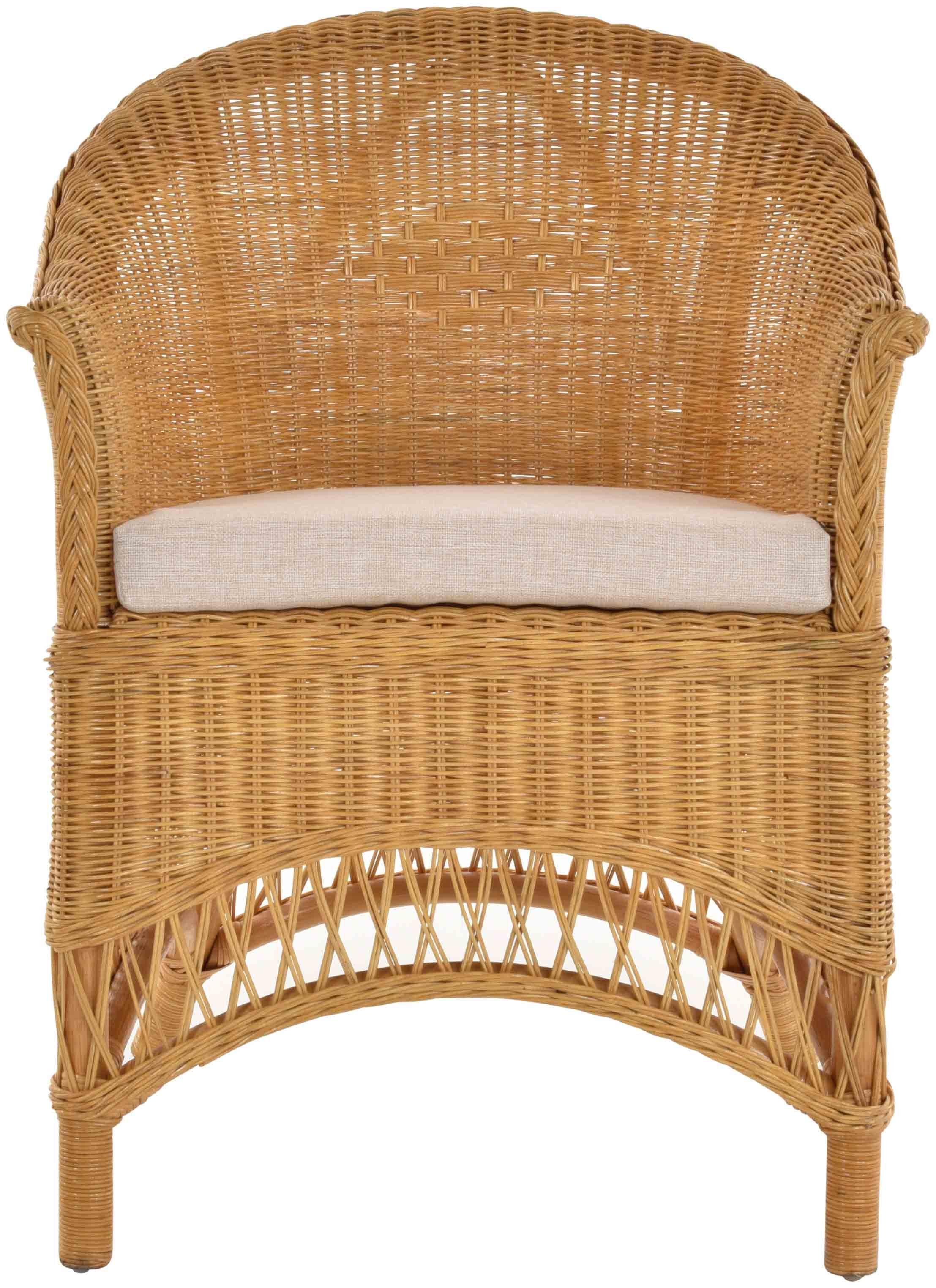 breiter Sessel Landhaus Flechtsessel Rattan 2er Loungesessel Korbsessel Rattansessel Set Honig Wintergarten, Extra Natur Home Krines