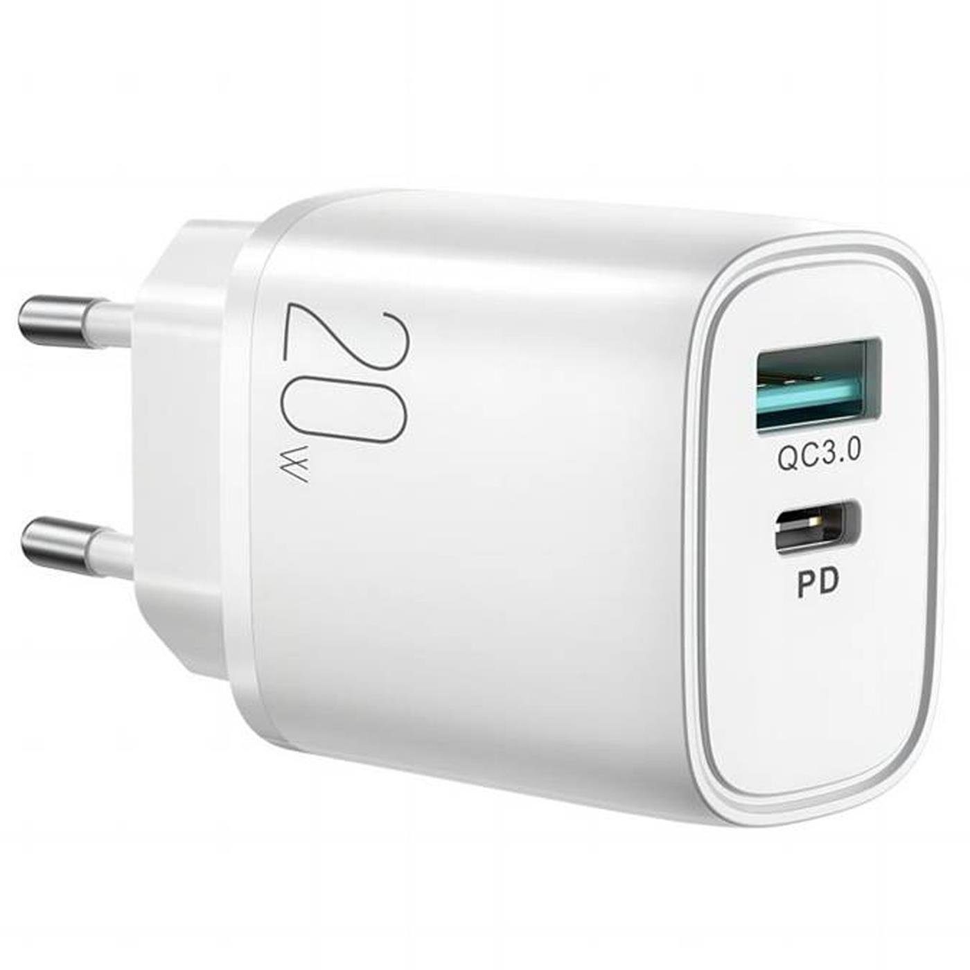 JOYROOM L-QP2011 Smartphone-Ladegerät (3500 mA, EU Netz Lade Stecker Ladegerät Charger USB A C Dual Charge)