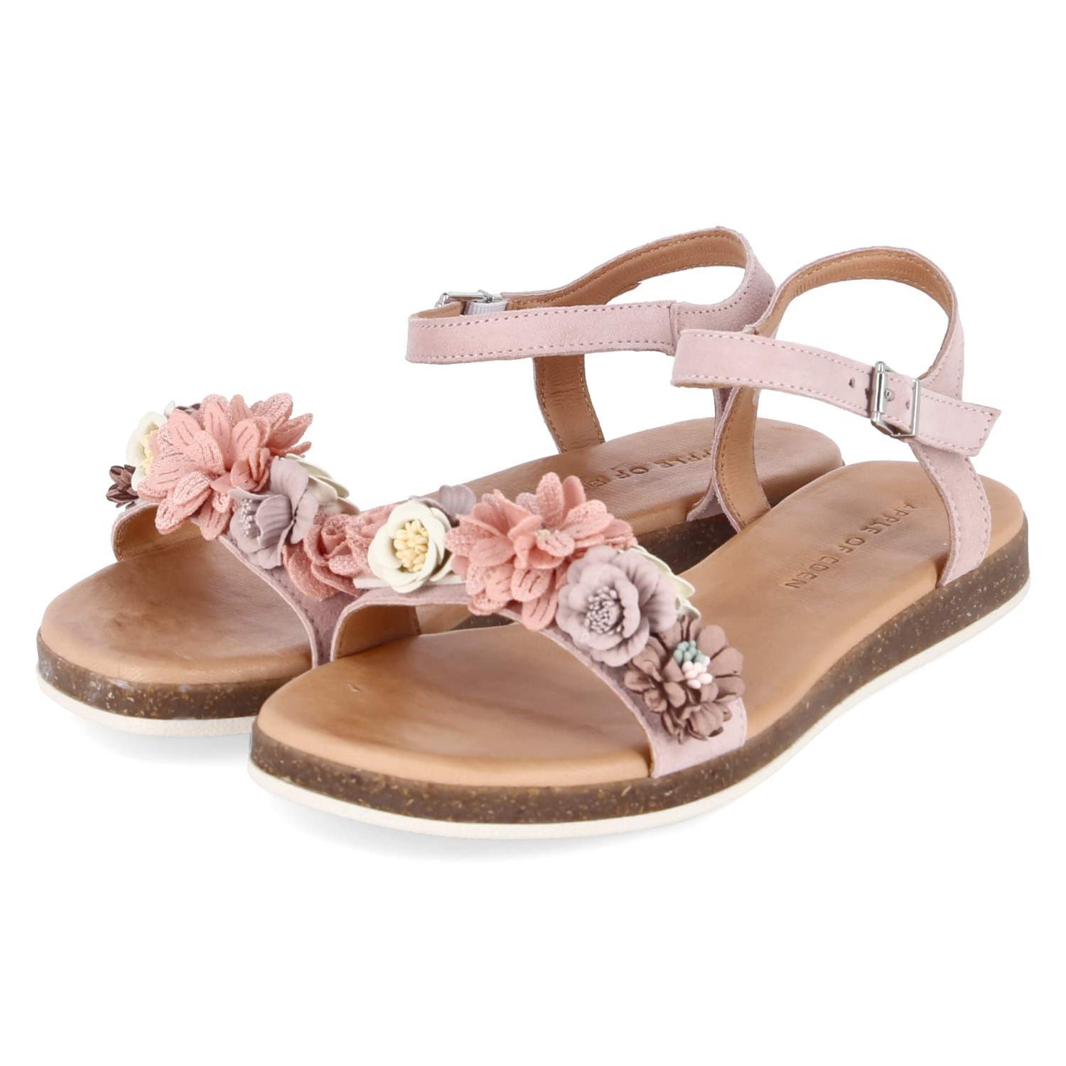 Apple of Eden Apple of Eden ISA 29-F nude flowers Damen Rauleder beige-kombi Sandalette