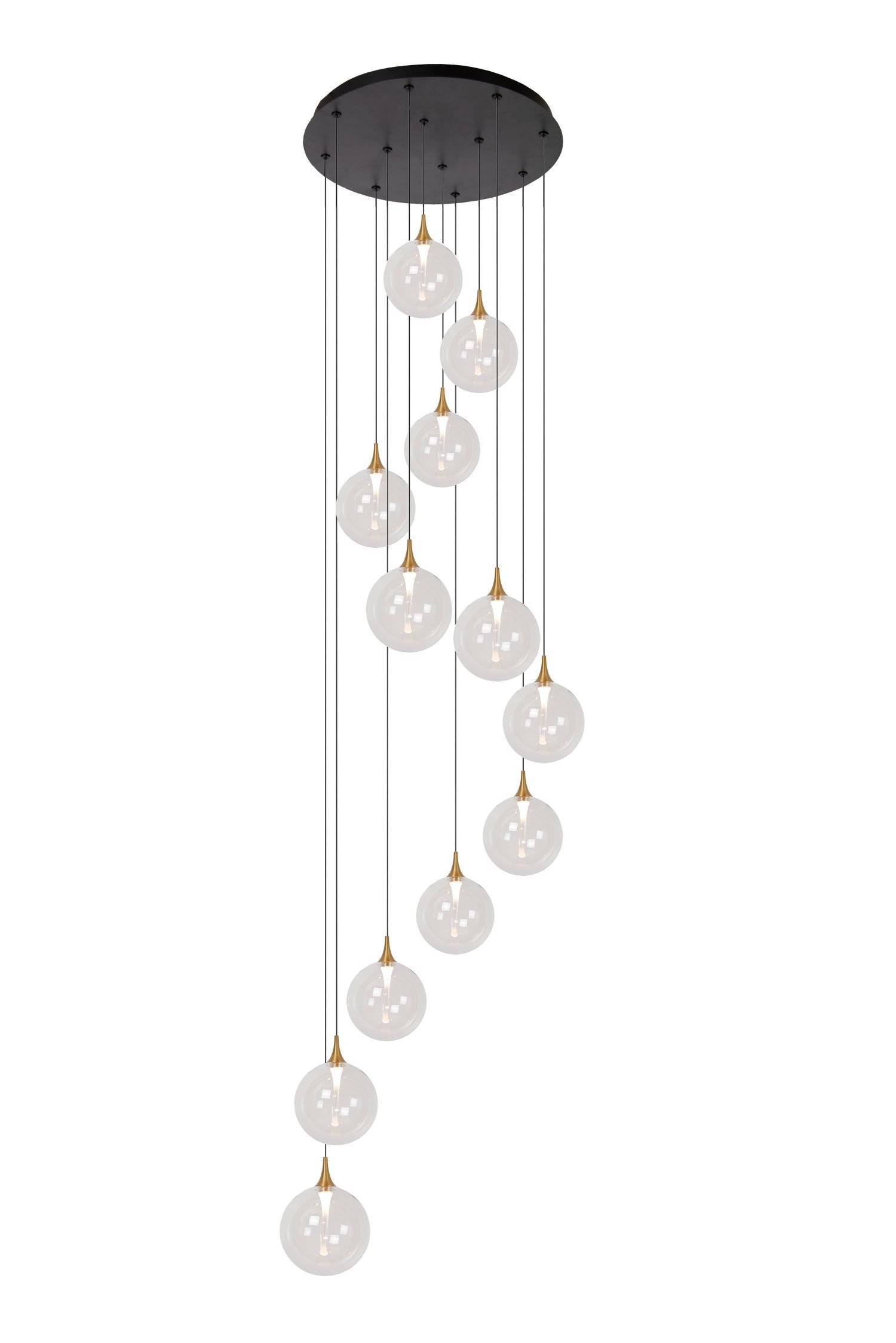 Licht-Erlebnisse Pendelleuchte WERIN, LED fest integriert, Warmweiß, Metall Glas LED H: max. 326 cm Schwarz Kugel Schirm warmweiß 2700 K