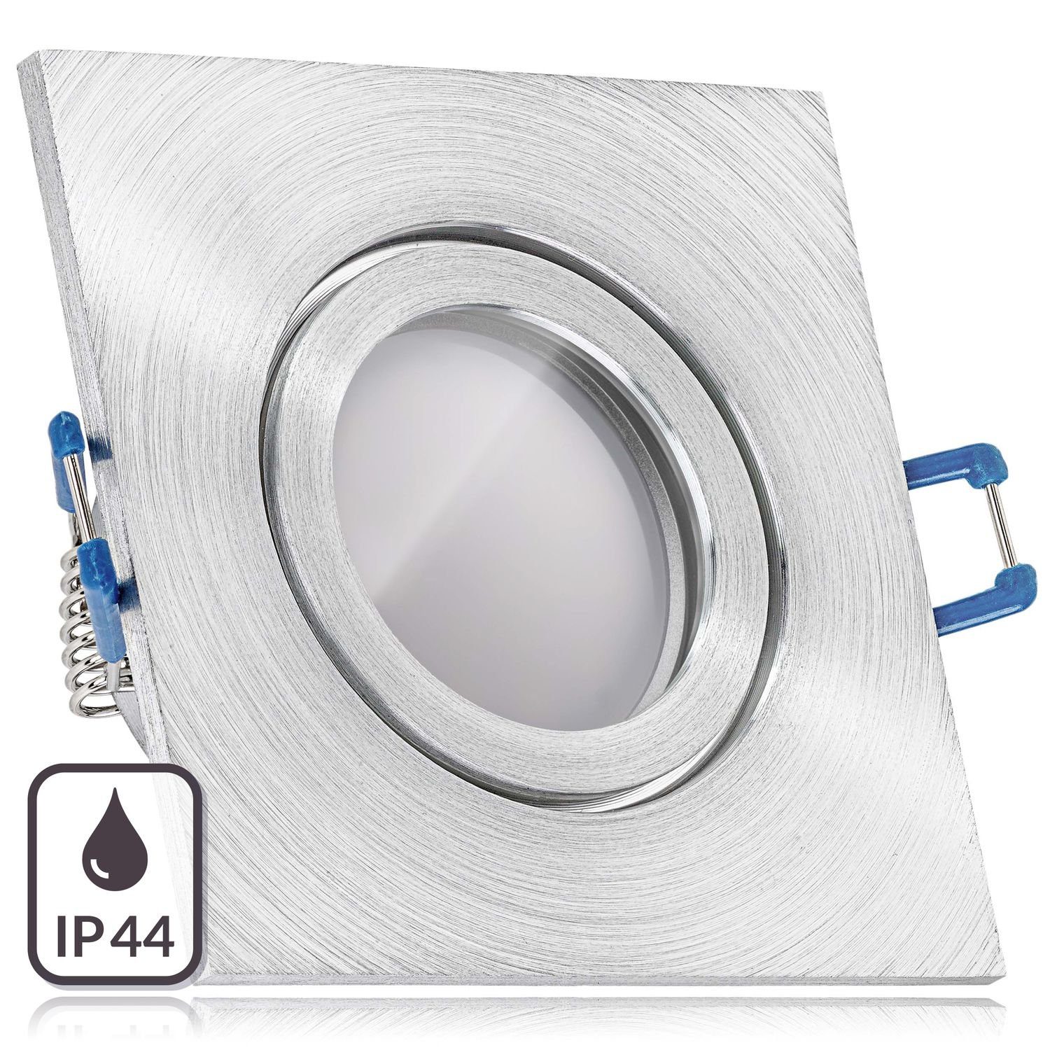 LEDANDO LED Einbaustrahler IP44 LED Einbaustrahler Set Aluminium natur mit LED GU5.3 / MR16 Marke