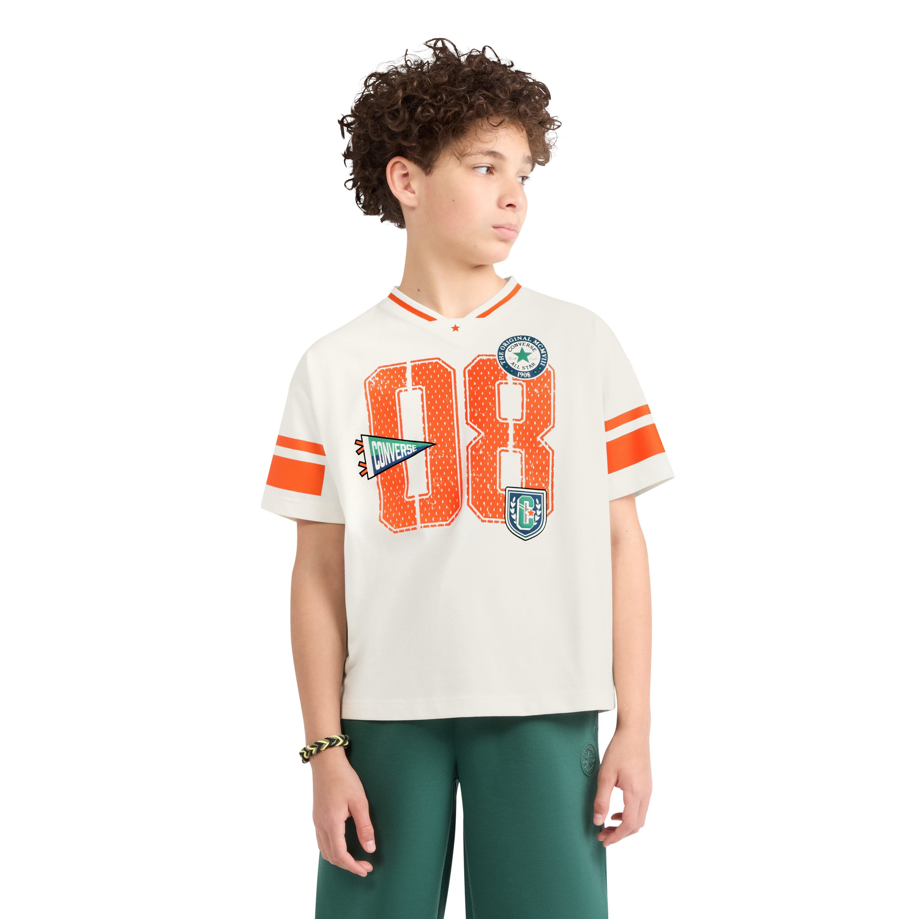 Converse T-Shirt CNVB VARCITY OVERSIZED VNECK T mit sportlichem College-Style, aus Jersey