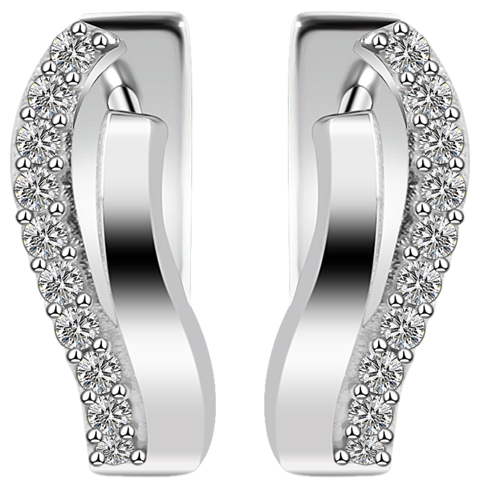 Adelia´s Klappcreolen Ohrringe – Klappcreole aus 925 Silber mit Zirkonia, Ein Geschenk, das Freude macht