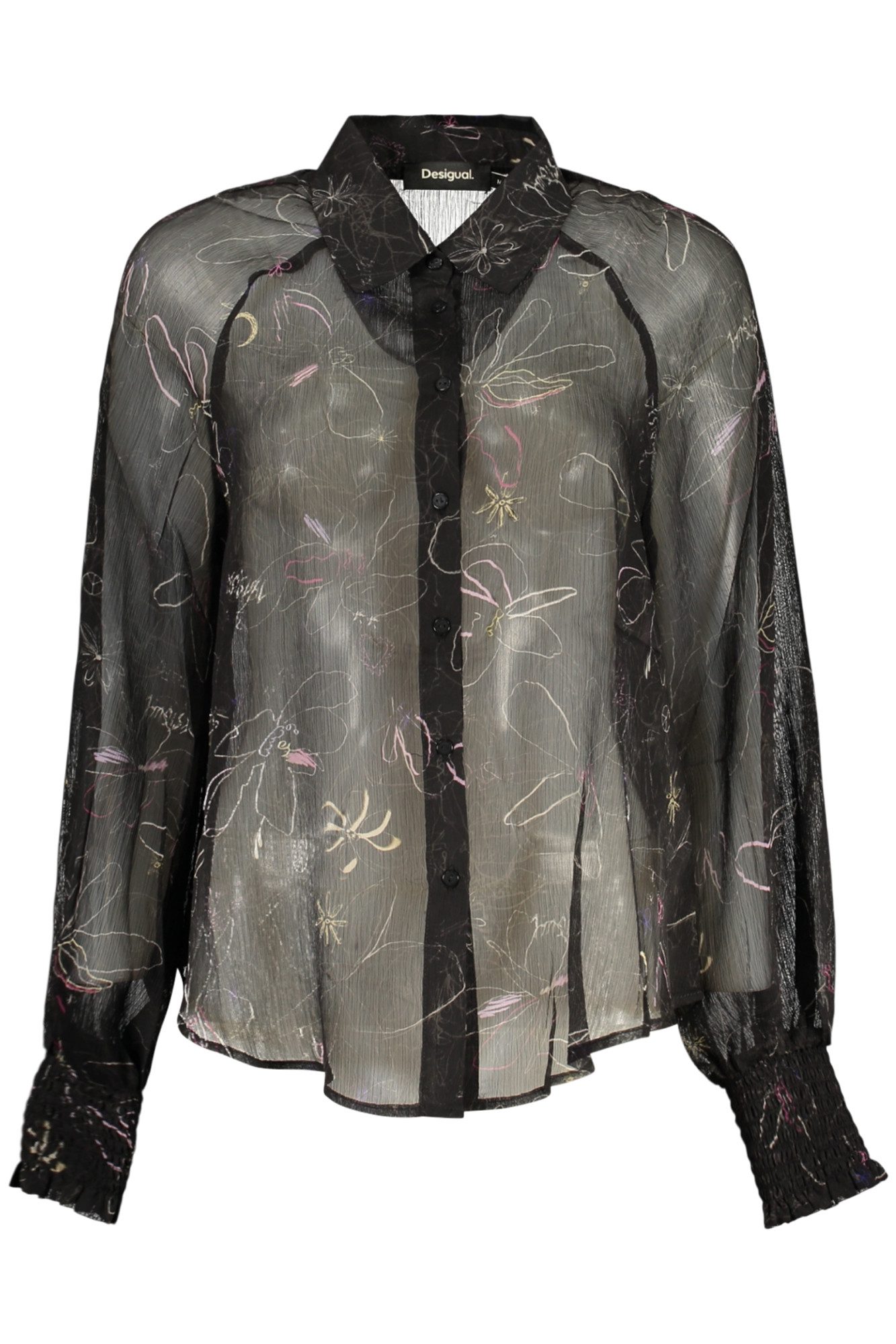 Desigual Blusenshirt Elegantes Damen Langarmhemd mit Damast und