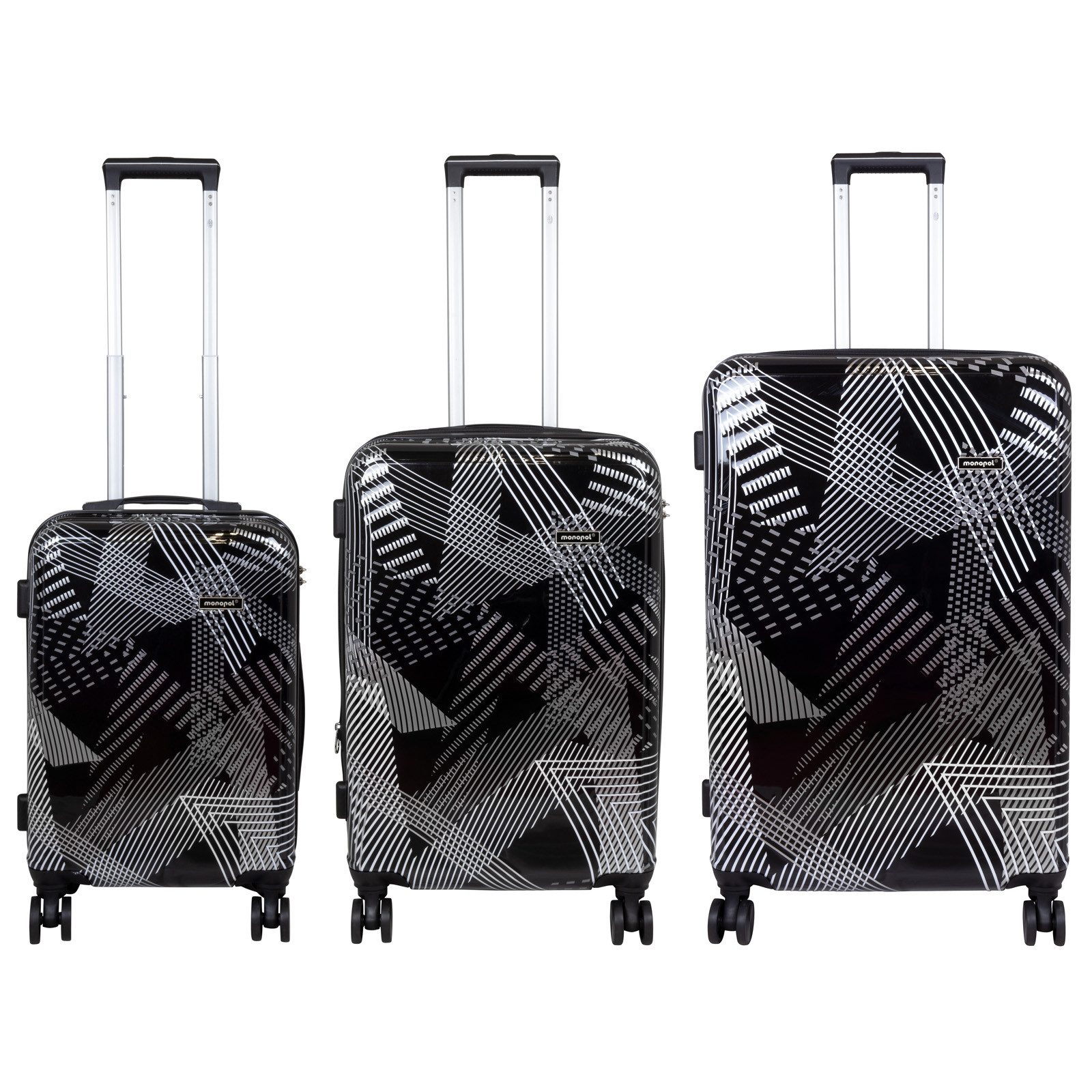Trendyshop365 Trolleyset Kofferset 3tlg Ravenna,4 Designs, 4 Rollen, (Trolley, 3 tlg., Hartshale), Print-Design, Polycarbonat, Zahlenschloss