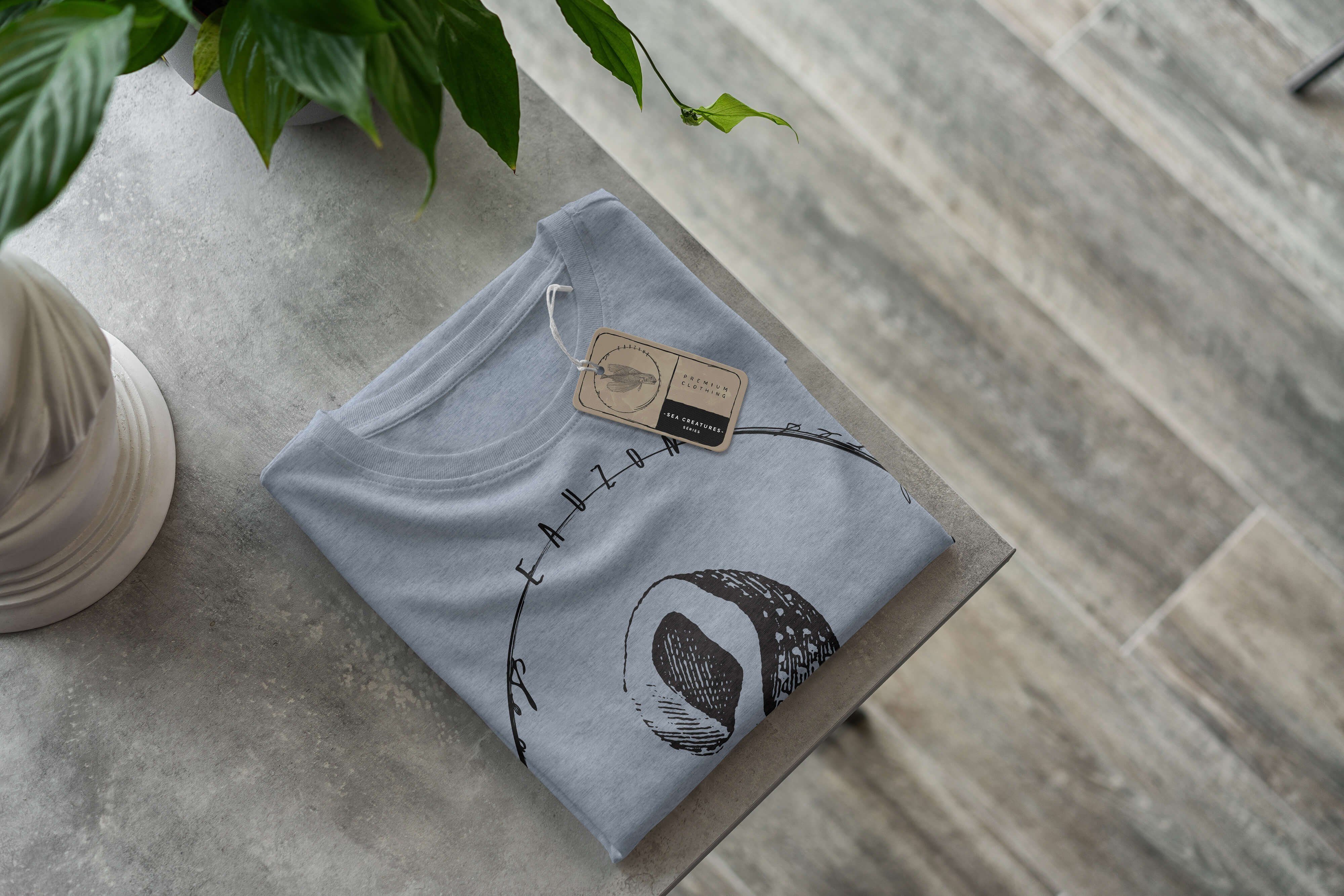 Sinus Art T-Shirt T-Shirt Stonewash Struktur Sea 006 - Schnitt und Fische sportlicher Sea Tiefsee / Denim feine Serie: Creatures